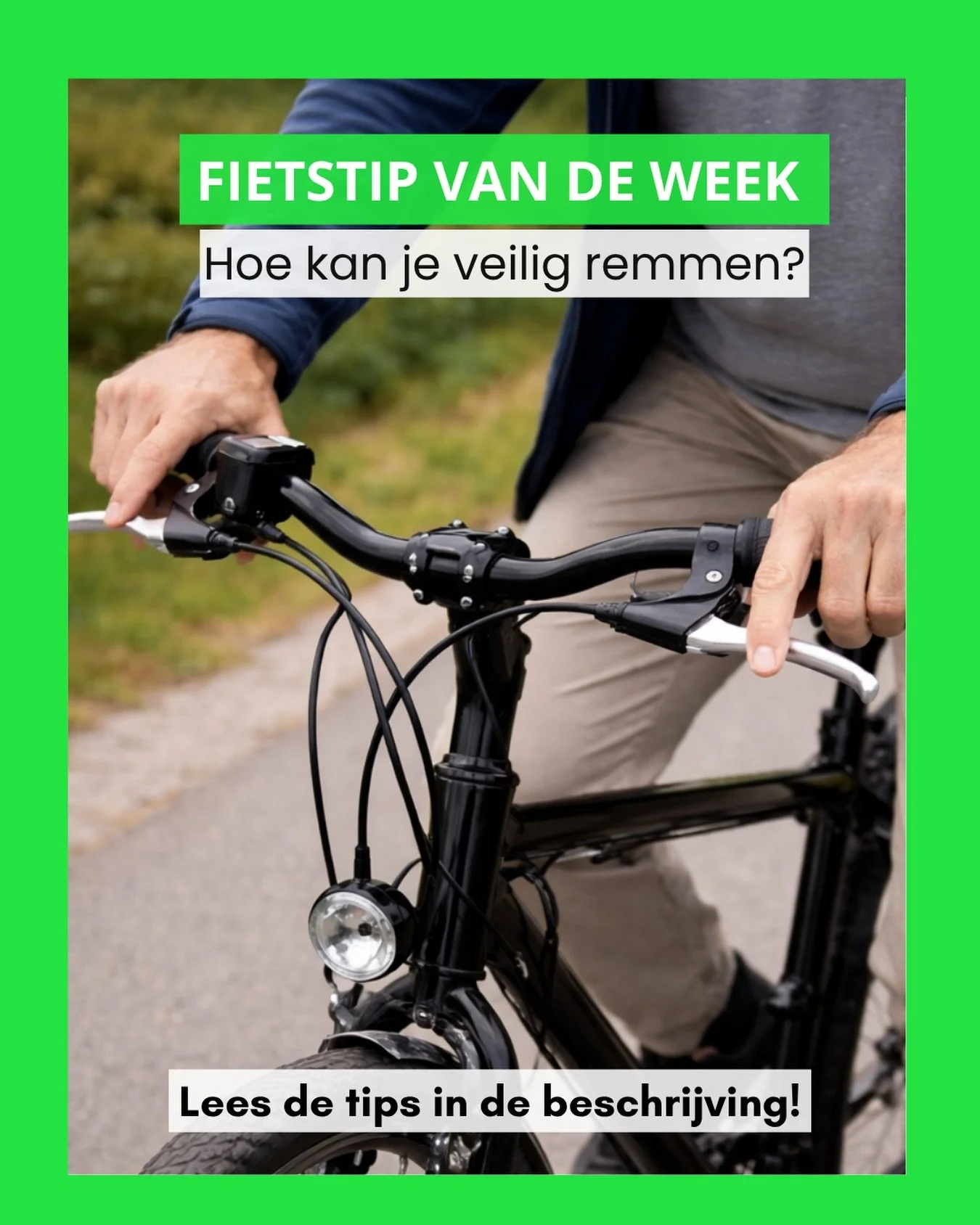 &ldquo;Goed remmen houd je in balans 🚲&rdquo;
 
Veel valpartijen gebeuren doordat er plotseling en te krachtig wordt geremd. Vooral bij lage snelheid kan dat je balans verstoren.
 
Wanneer je abrupt remt, kan je fiets onverwacht reageren en is de ka