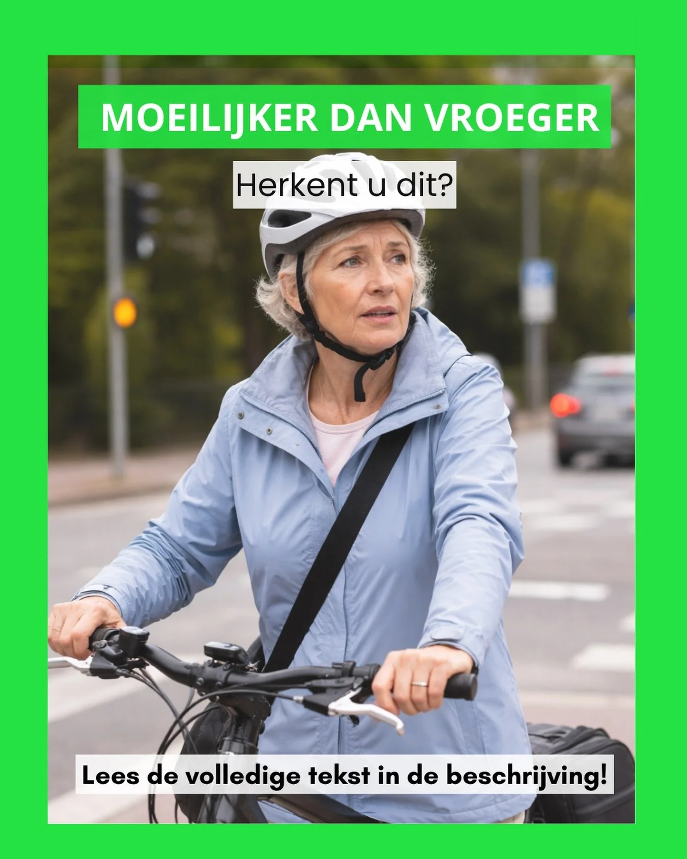 Herken jij jezelf hierin? 🚲
 
Misschien gaat fietsen niet meer zo vanzelf als vroeger&hellip;
👉 Je voelt je soms onzeker op de fiets
👉 Je bent een keer (bijna) gevallen
👉 Op- en afstappen voelt niet altijd stabiel
👉 Je vermijdt drukke of lastige