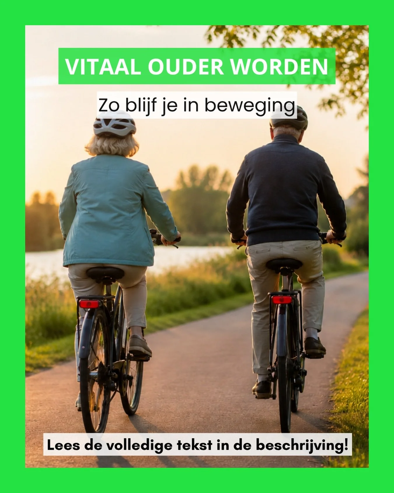 Vitaal ouder worden begint met blijven bewegen 💪🏼
 
Actief blijven helpt om fit, gezond en zelfstandig ouder te worden. Regelmatig bewegen zorgt voor meer kracht, een betere balans en meer energie. Ook helpt het om mobiel te blijven en sociale cont