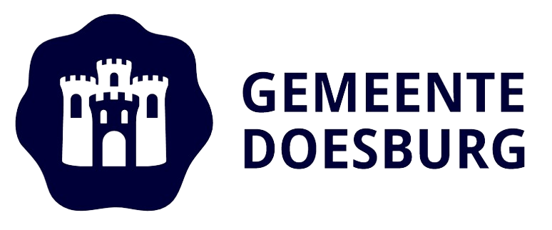 Logo van de gemeente Doesburg met een afbeelding van een kasteel en de tekst "GEMEENTE DOESBURG"