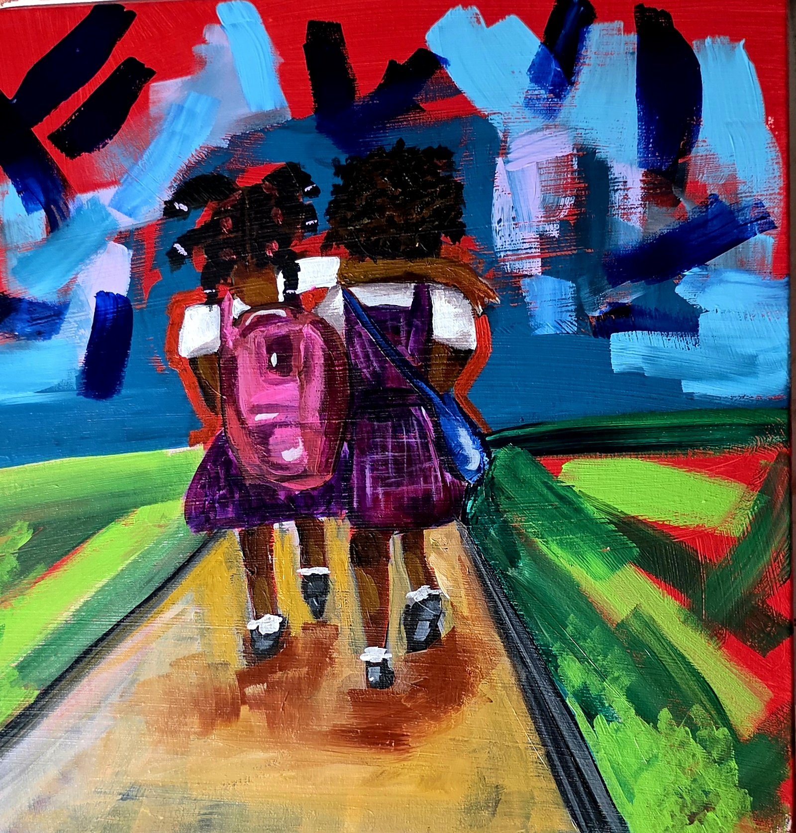 In the Neighborhood Series, "It's just two besties" walk home from school trading stories and jokes.