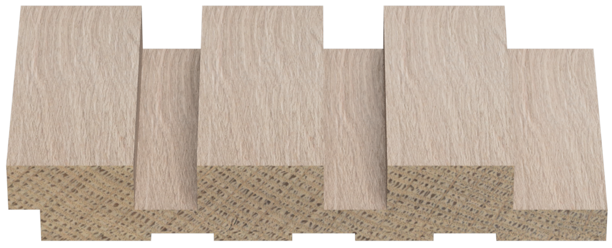 Interior view showing multiple beige wooden panels leaning against a wall on a carpeted floor.