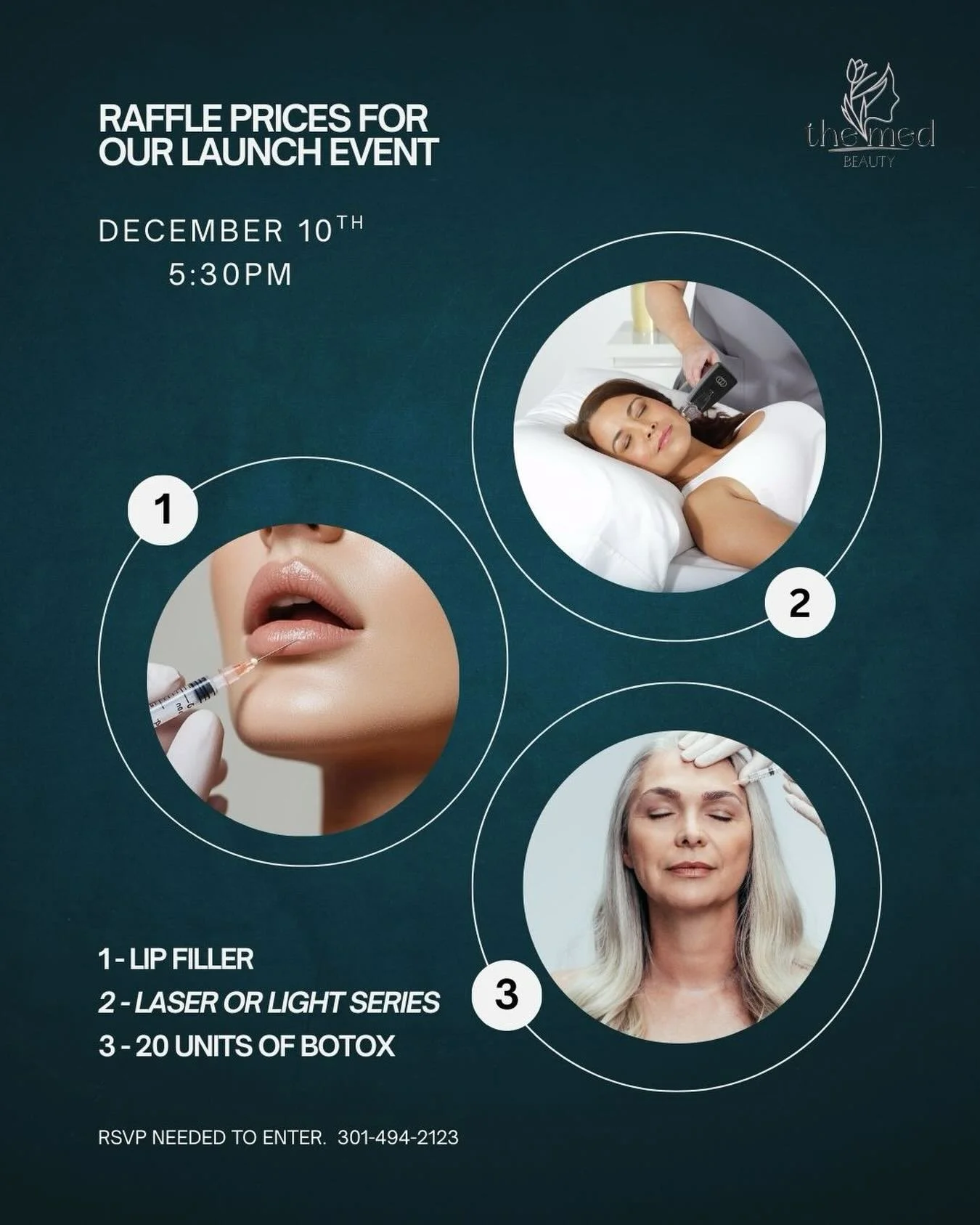 Win Big at Our Launch Event!

We&rsquo;re celebrating our Laser Launch with an exclusive in-person event&mdash;and you could walk away a winner!

  RAFFLE PRIZES:
✨ Customized Lip Filler Treatment
✨ 20 Units Neurotoxin
✨ Choice of FREE IPL series or 
