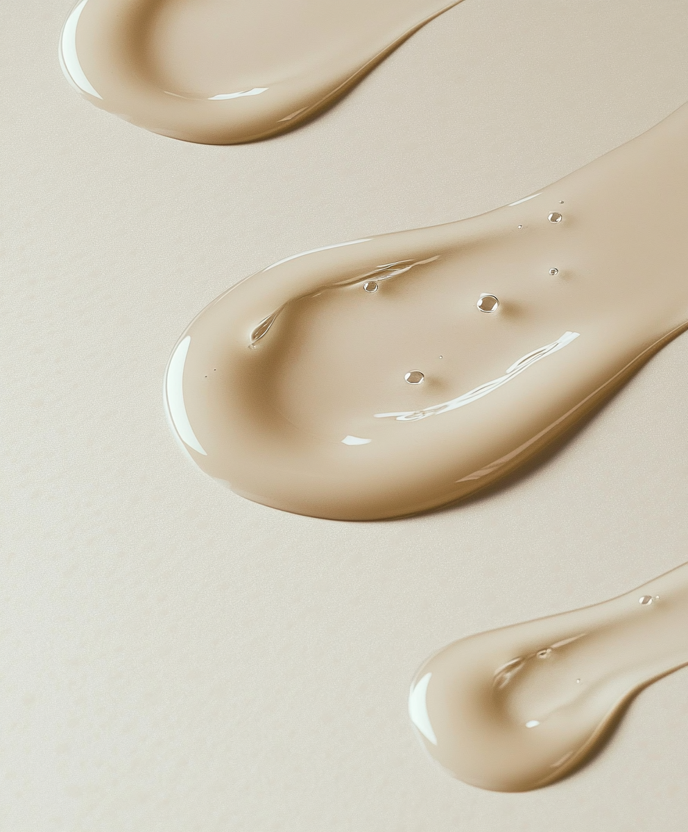 Close-up of beige-colored liquid splash art in a minimalistic style with smooth textures.