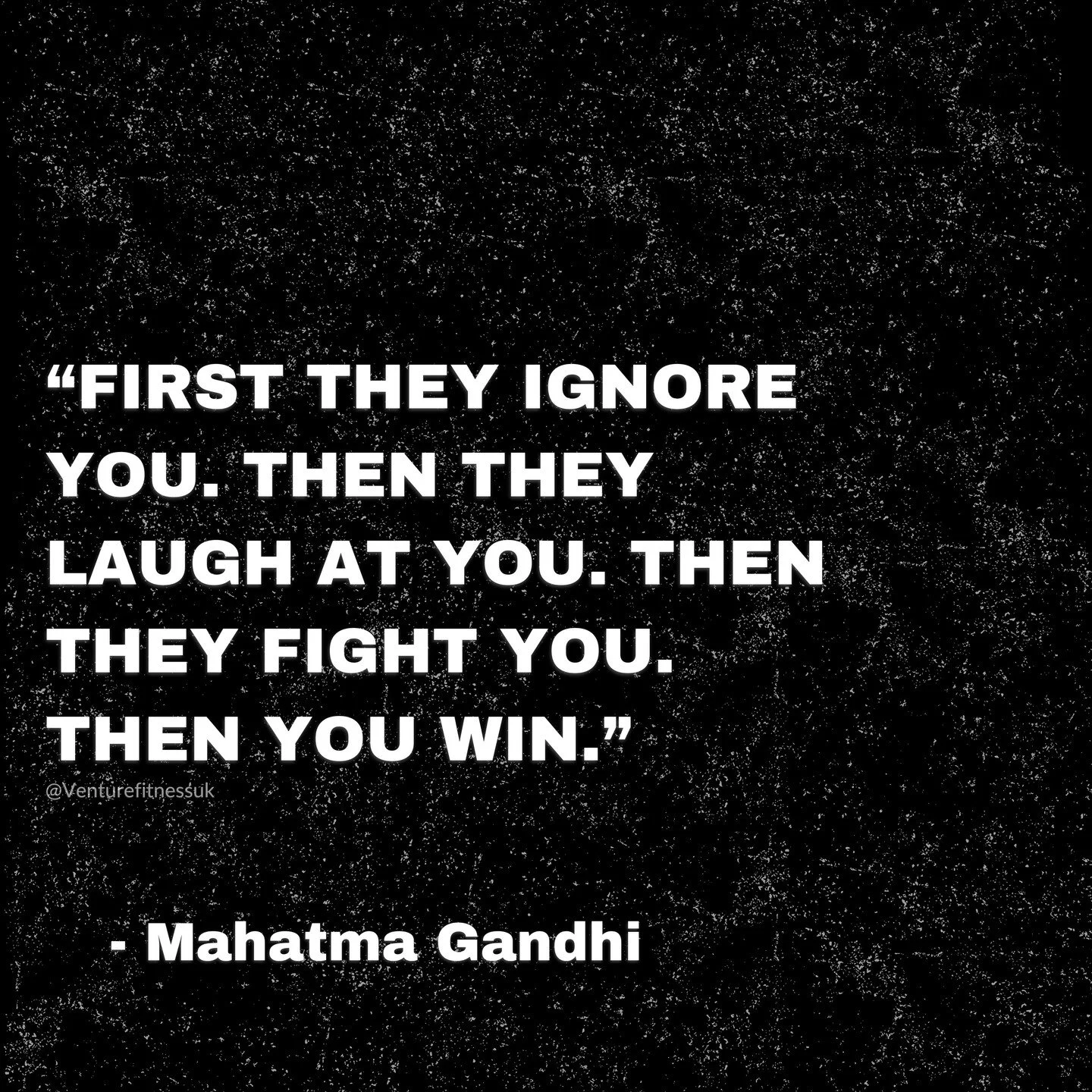 &ldquo;First they ignore you. Then they laugh at you. Then they fight you. Then you win.&rdquo; &ndash; Mahatma Gandhi.
.
.
.
#MadeToEndure #PersonalTraining #FitnessJourney #HealthyLifestyle #StrengthTraining #WorkoutMotivation #NutritionTips #Fitne