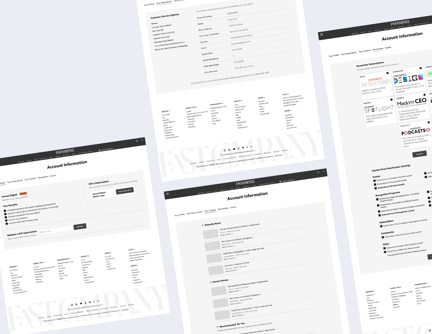 user account information redesign