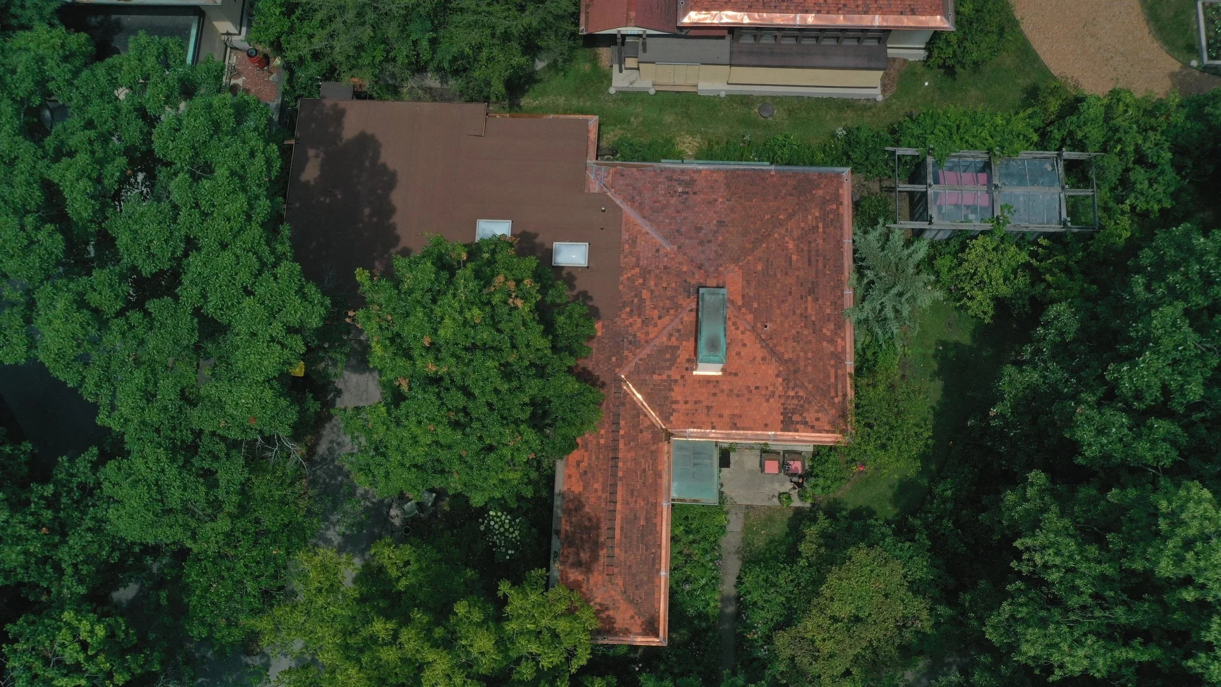 Historical Restoration Clay Tile Roof, Copper Work And Flat Roof