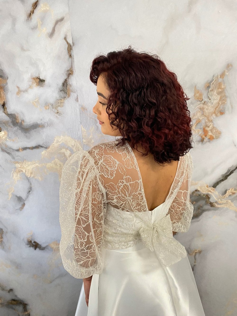 Sparkling Puff-Sleeve Bridal Topper
