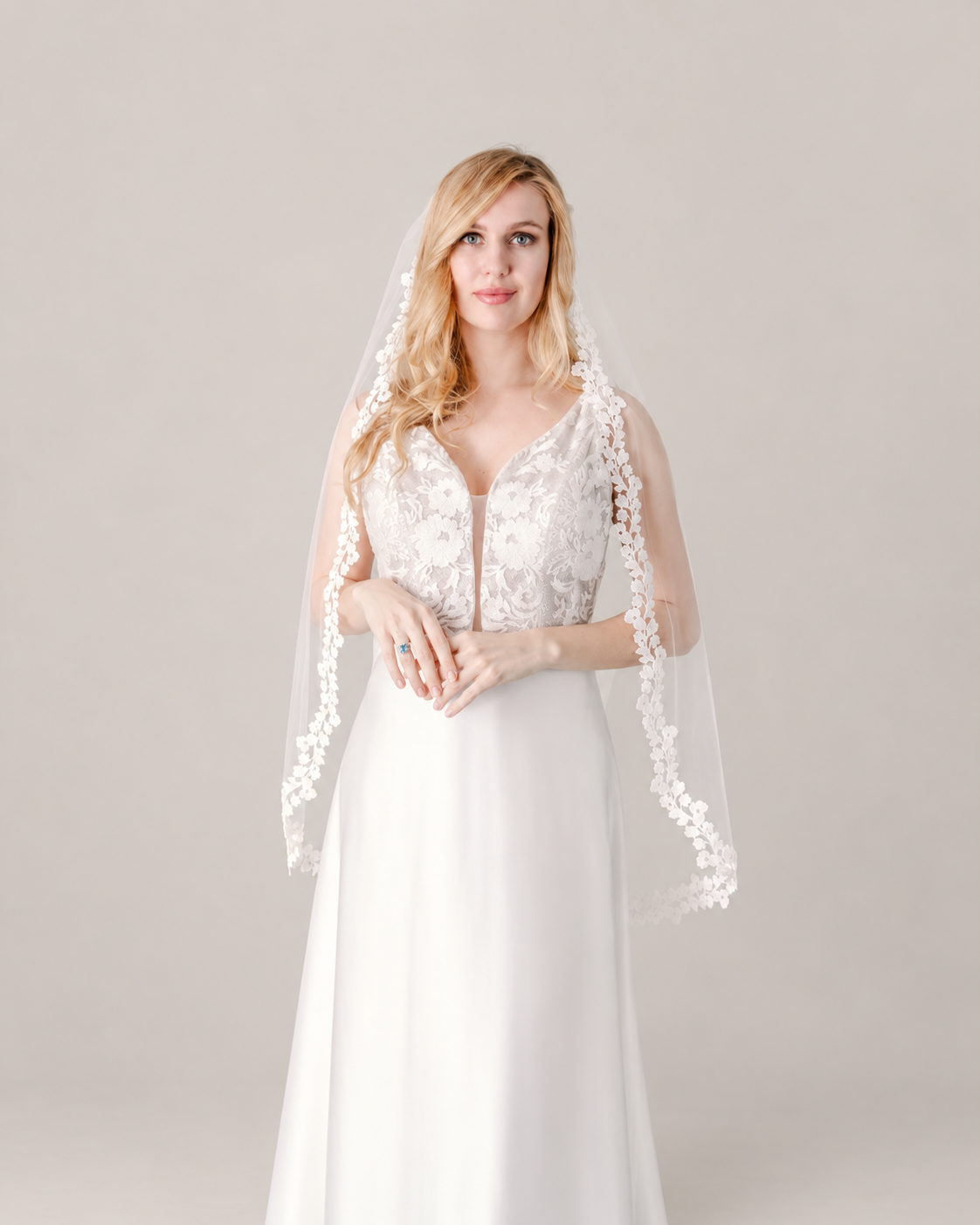 Floral Lace Border Wedding Veil