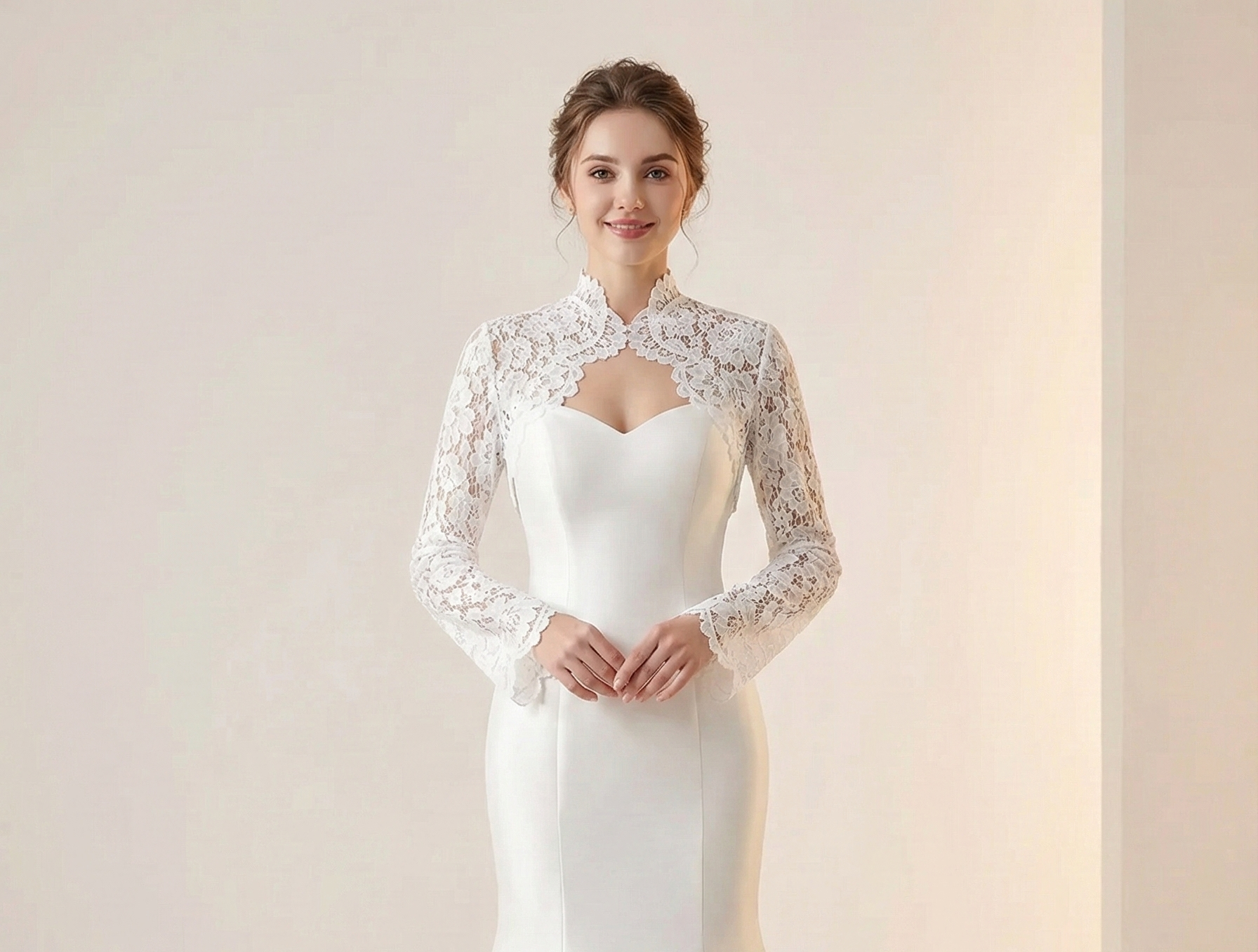Bridal French Lace Bolero | Wedding Shrug with Bell Sleeves