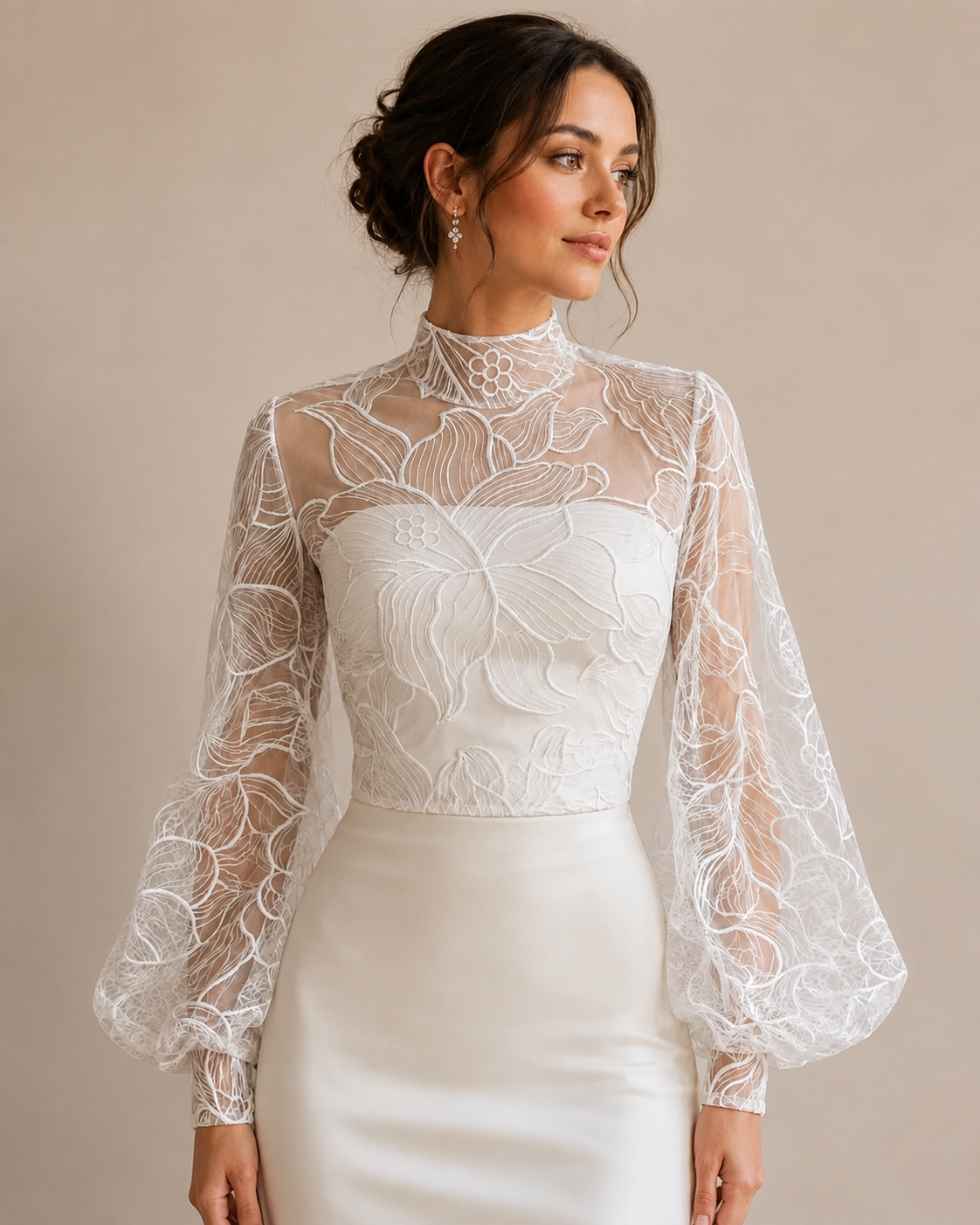Embroidered Organza Bridal Topper