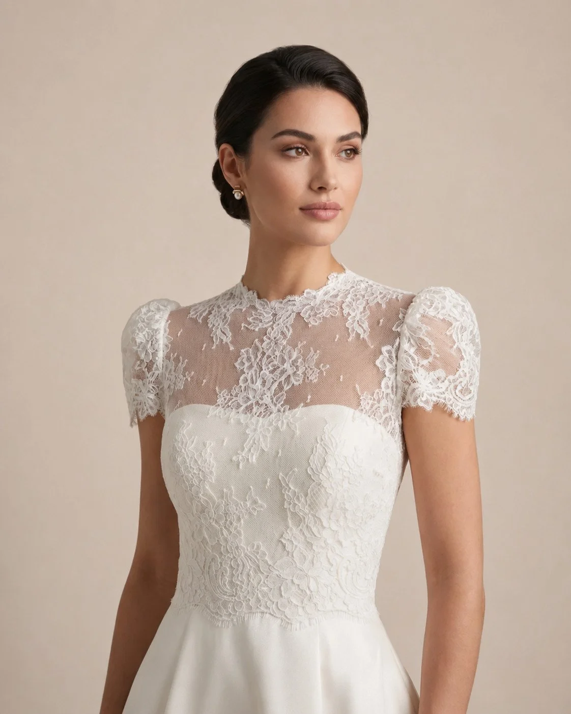 French Lace Bridal Bolero • Cap Sleeve Wedding Dress Topper # B220