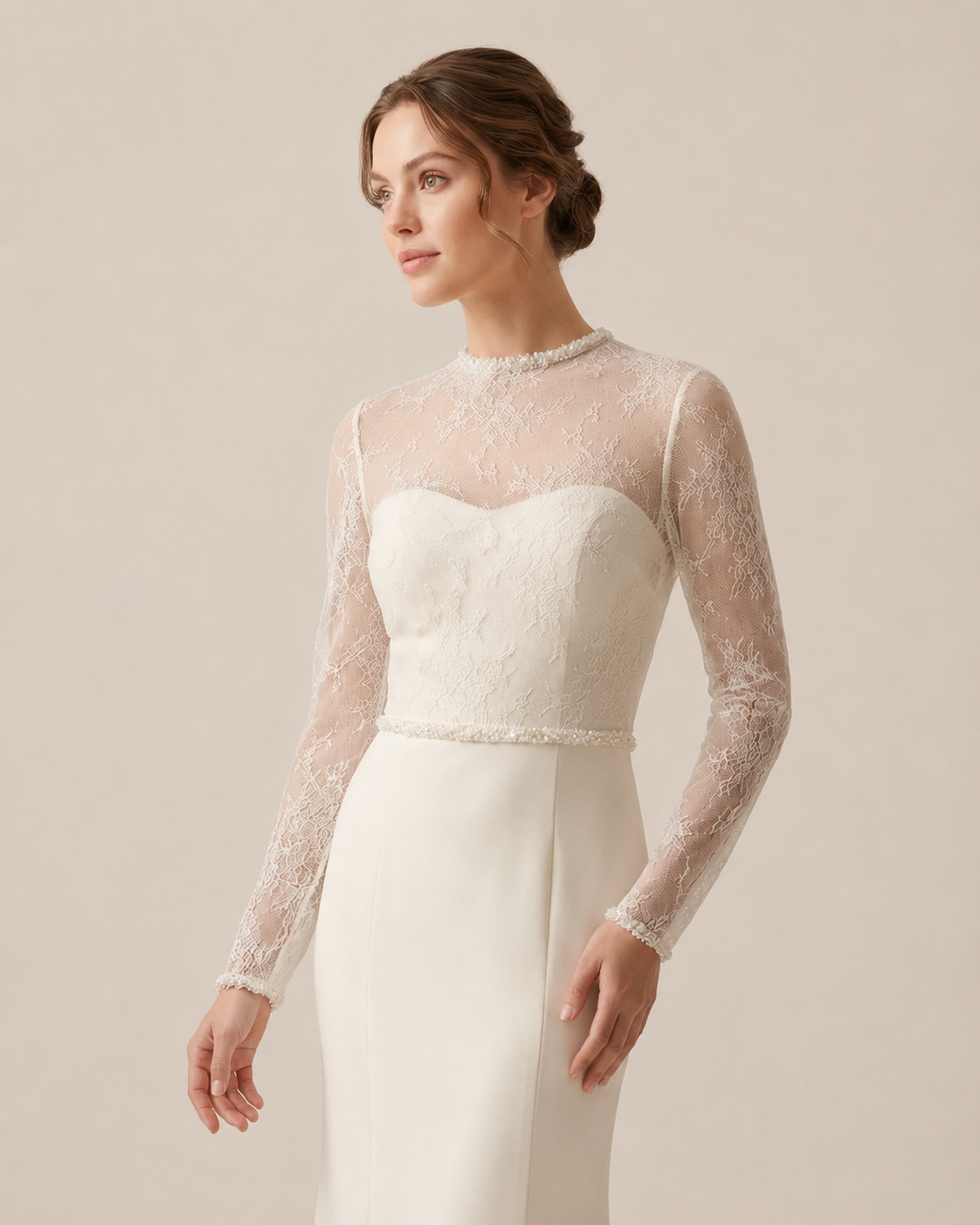 Keyhole-Back Chantilly Lace Bridal Topper