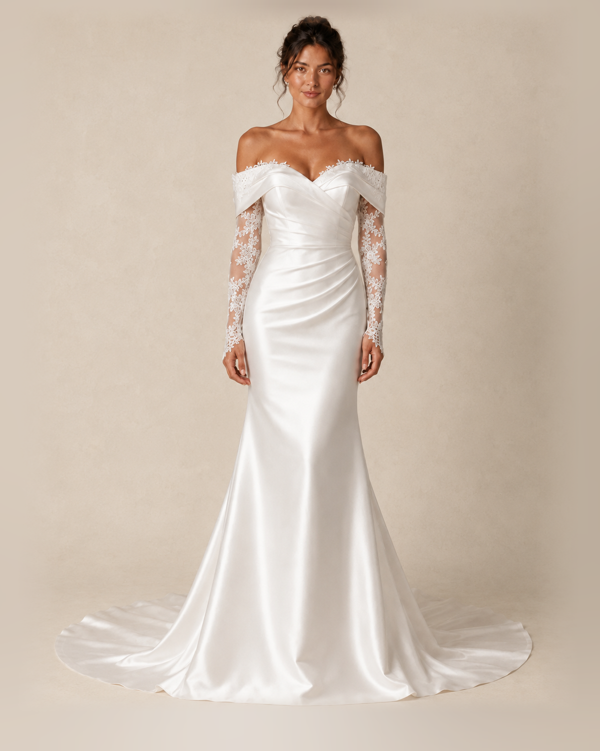Off-Shoulder Satin Bridal Gown