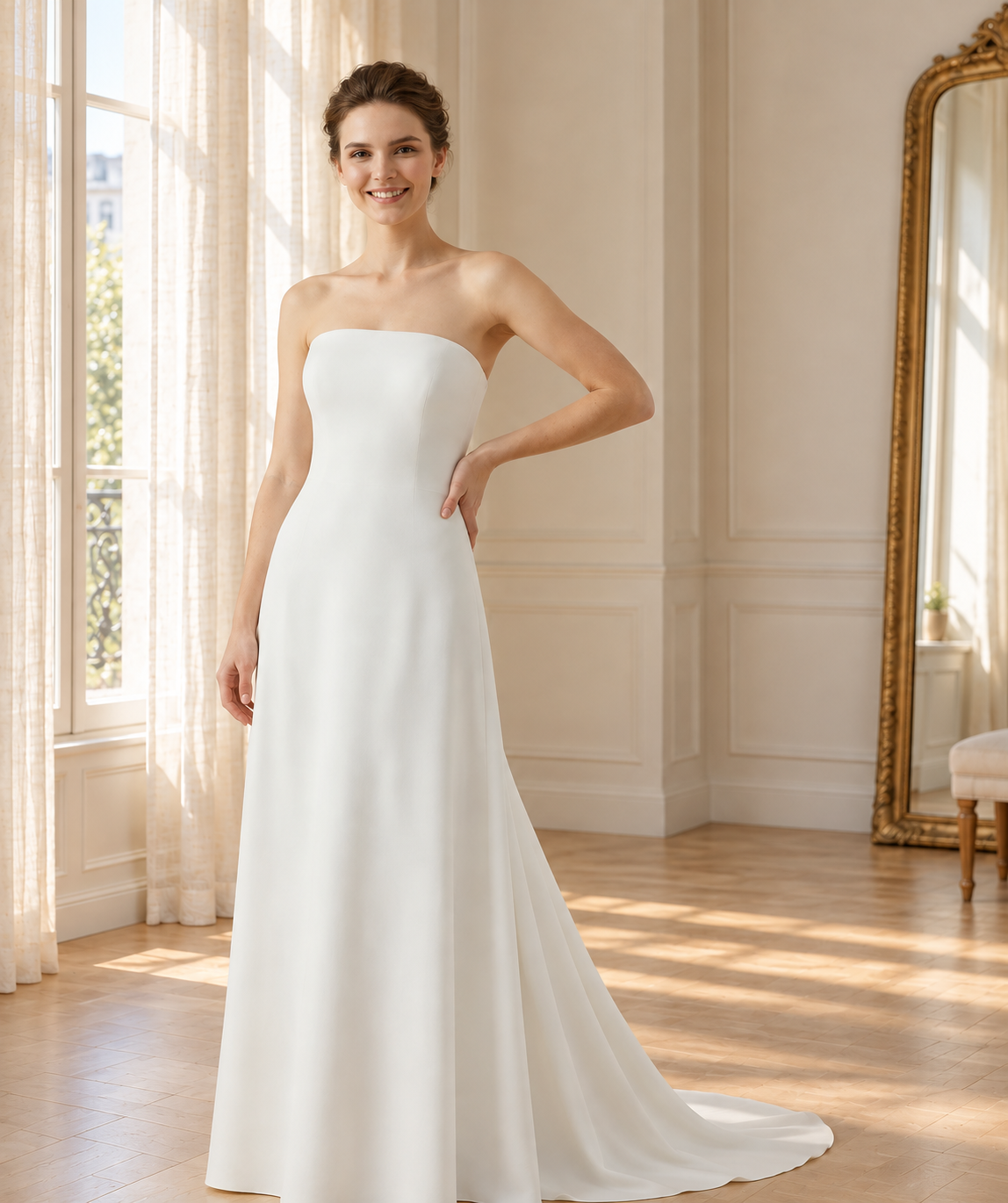 Ethereal Strapless Wedding Gown