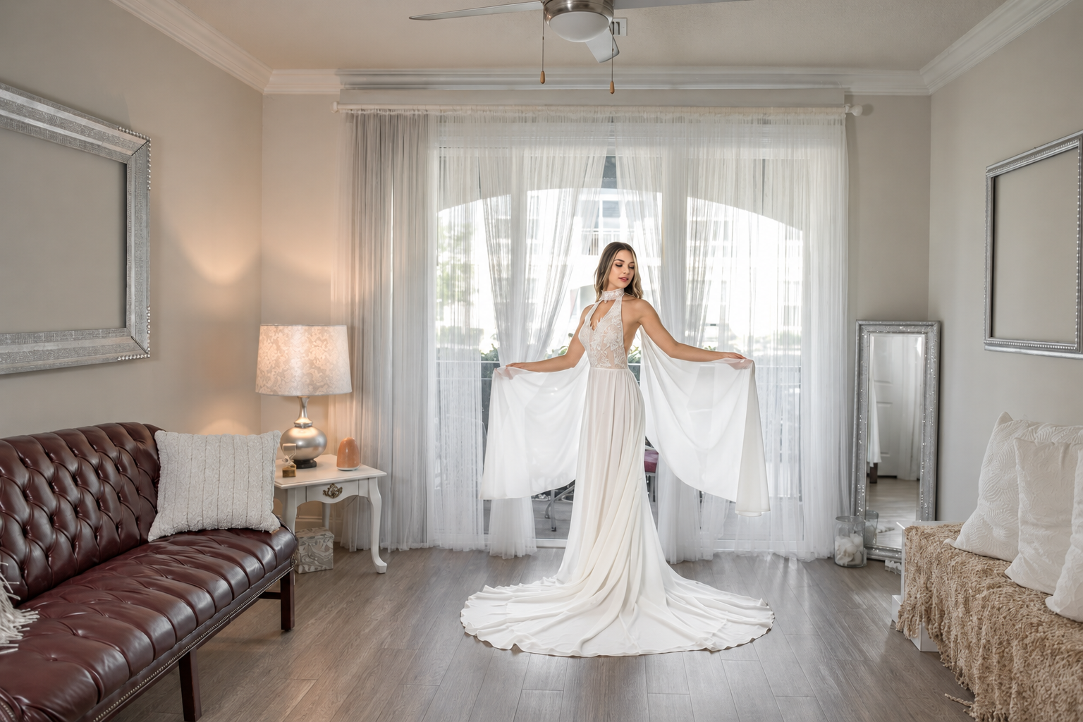 Halter Top Chiffon Wedding Dress