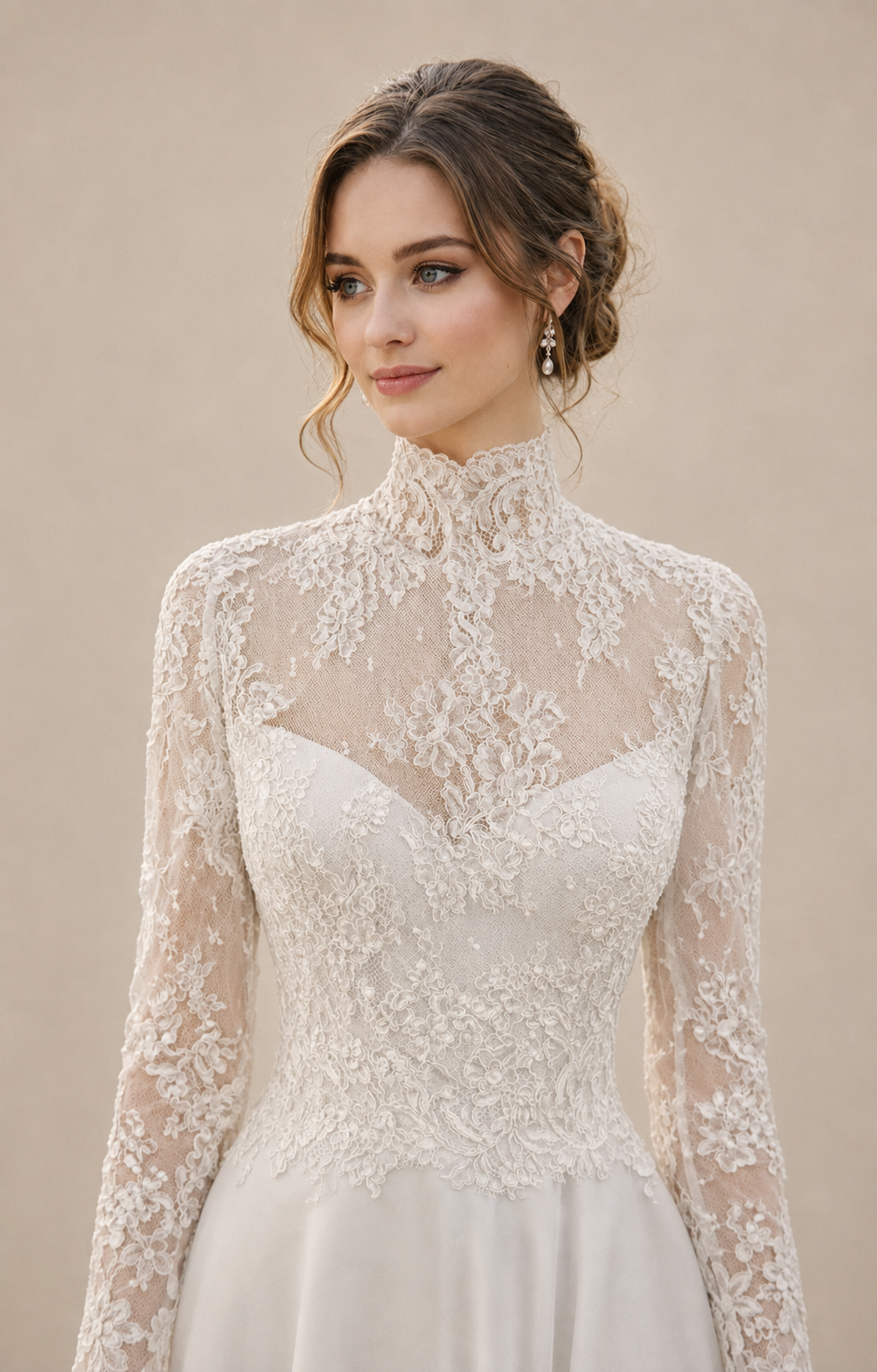 Couture High-Neck French Lace Bolero