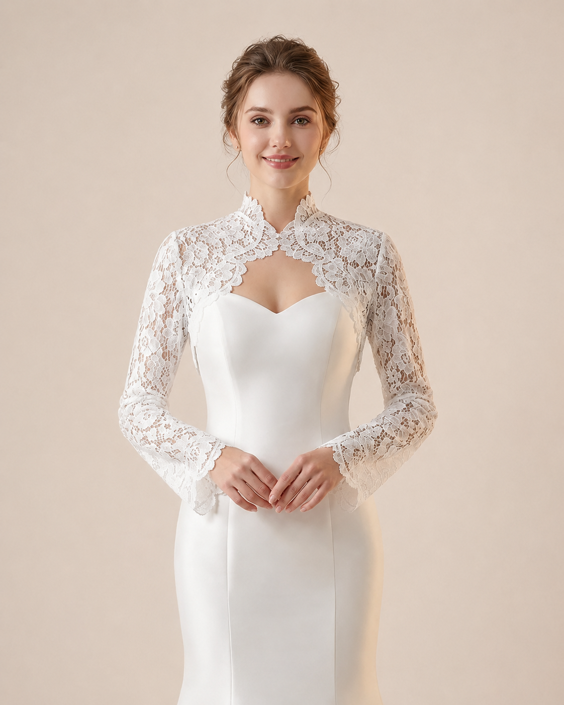 Bell-Sleeve French Lace Bridal Bolero