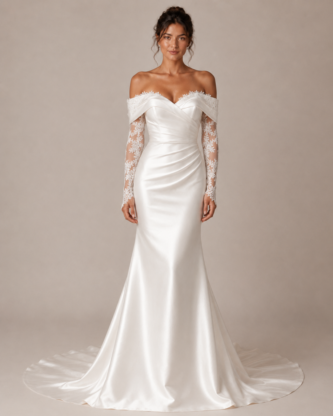 Off-Shoulder Satin Bridal Gown