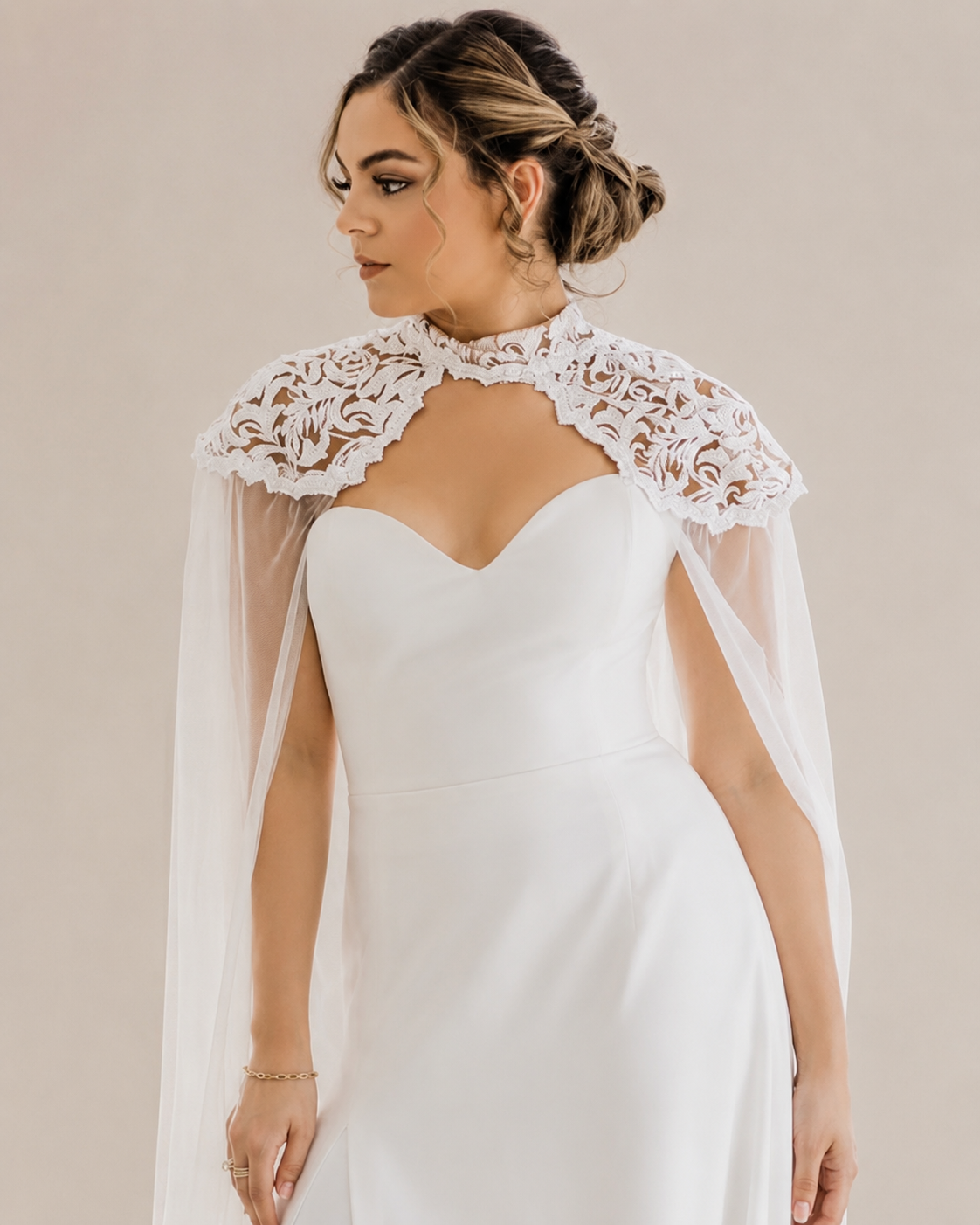 Ivory Cathedral Lace Bridal Cape