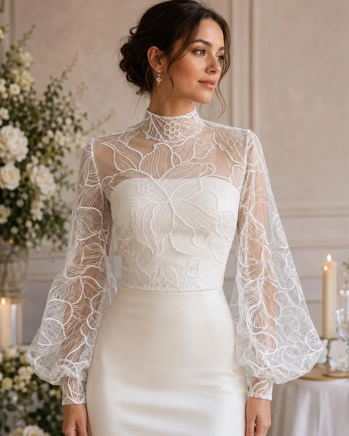Embroidered Organza Bridal Topper