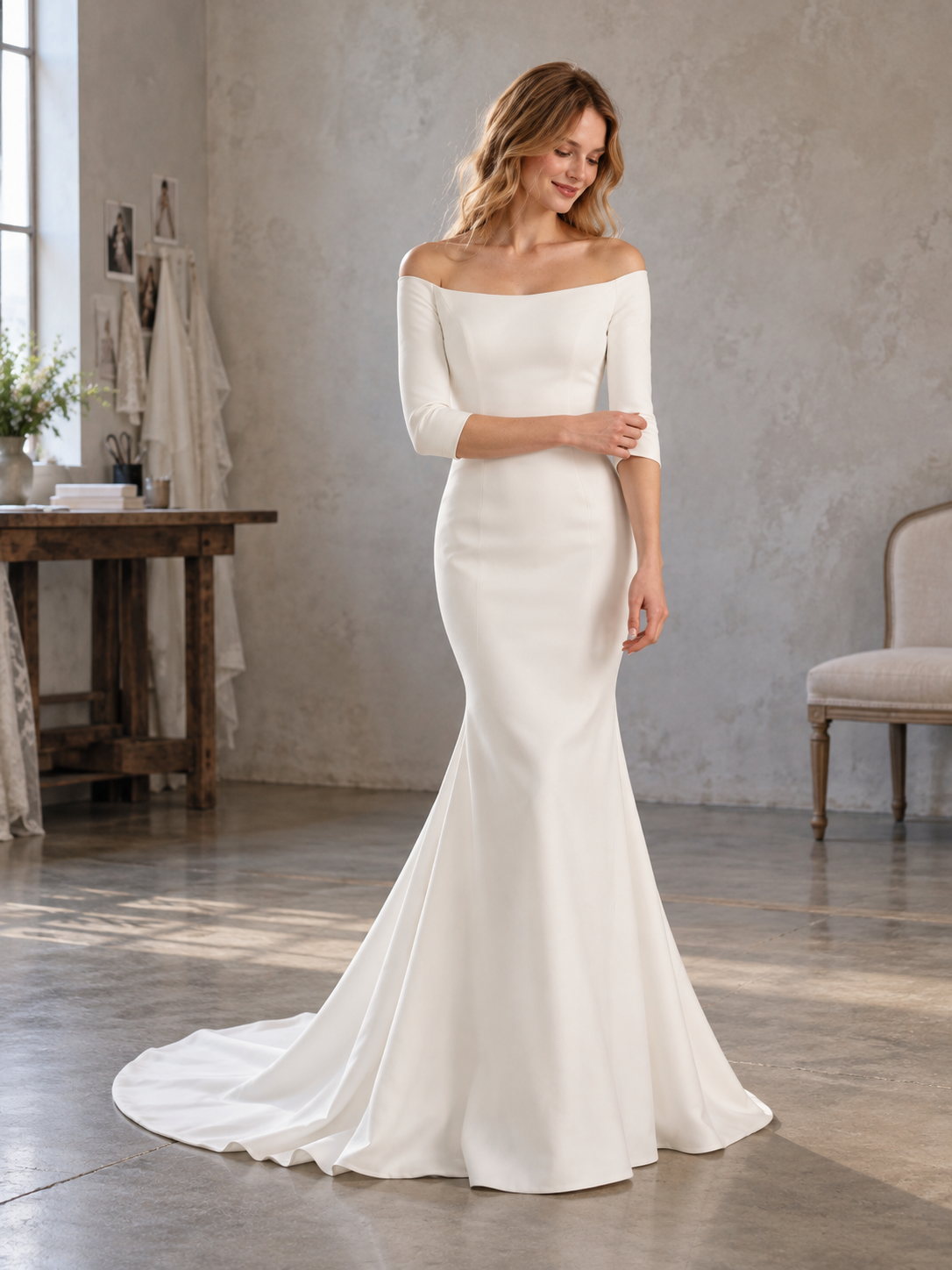 Luxury Stretch Crepe Wedding Dress