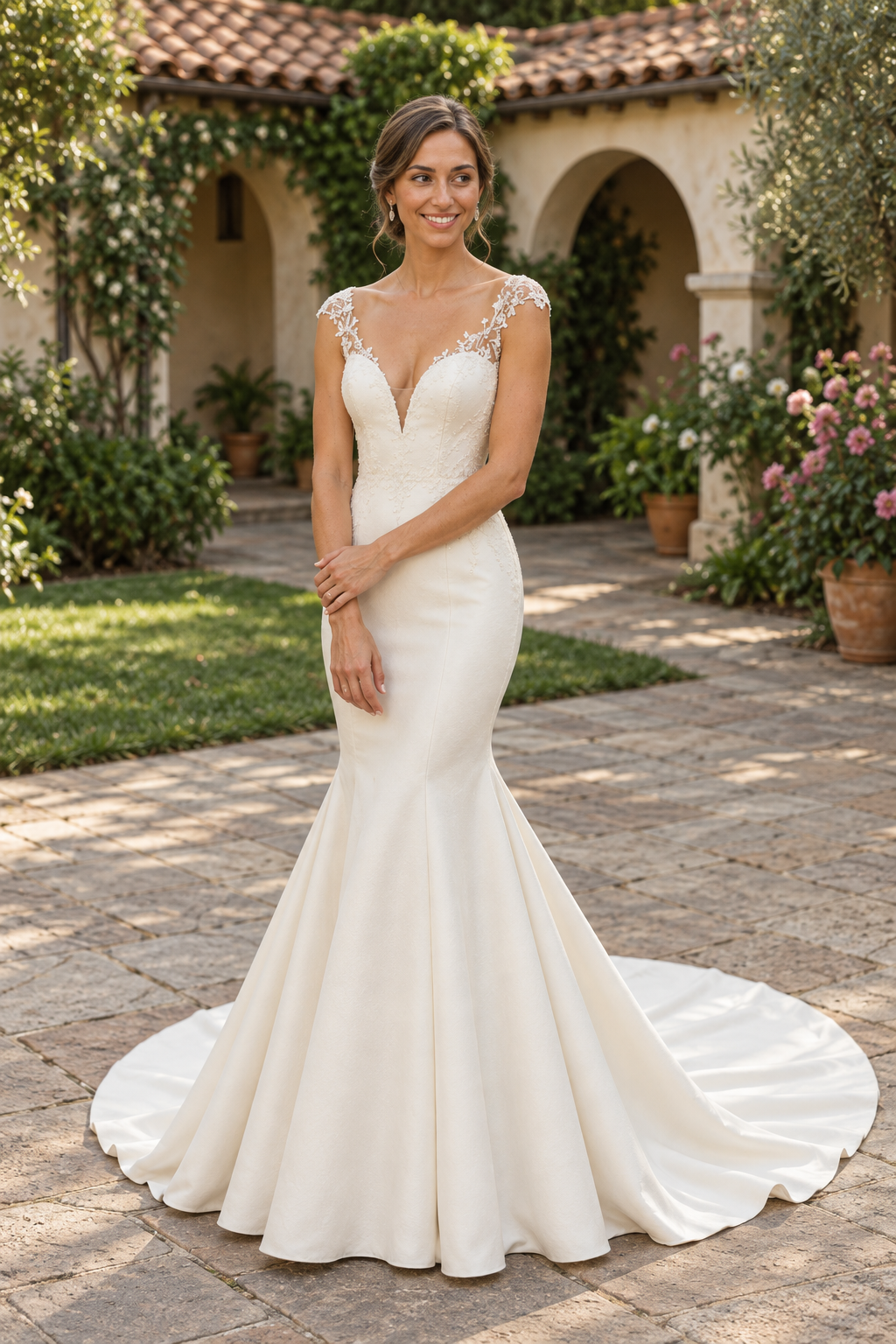 Illusion Lace Mermaid Bridal Gown