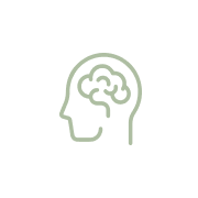 Icono de perfil de una cabeza con cerebro