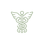 Símbolo médico con caduceo en color verde