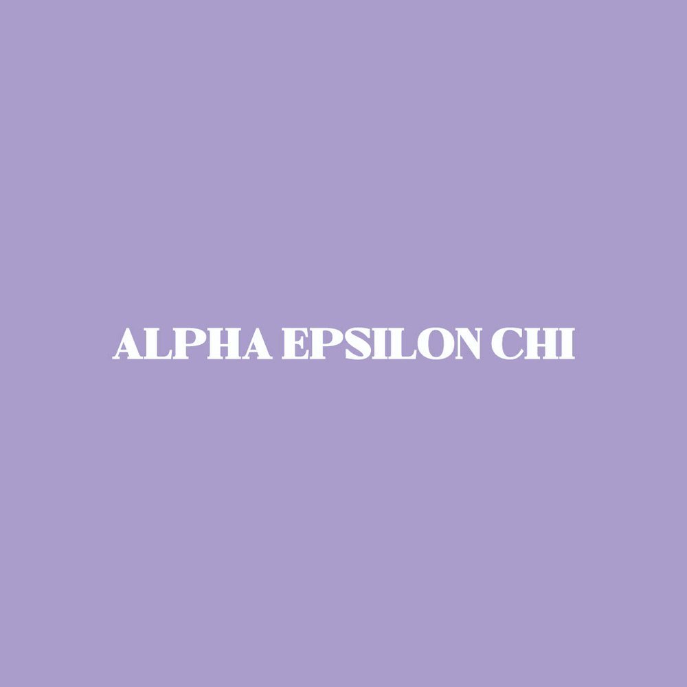 Alpha Epsilon Chi text on purple background