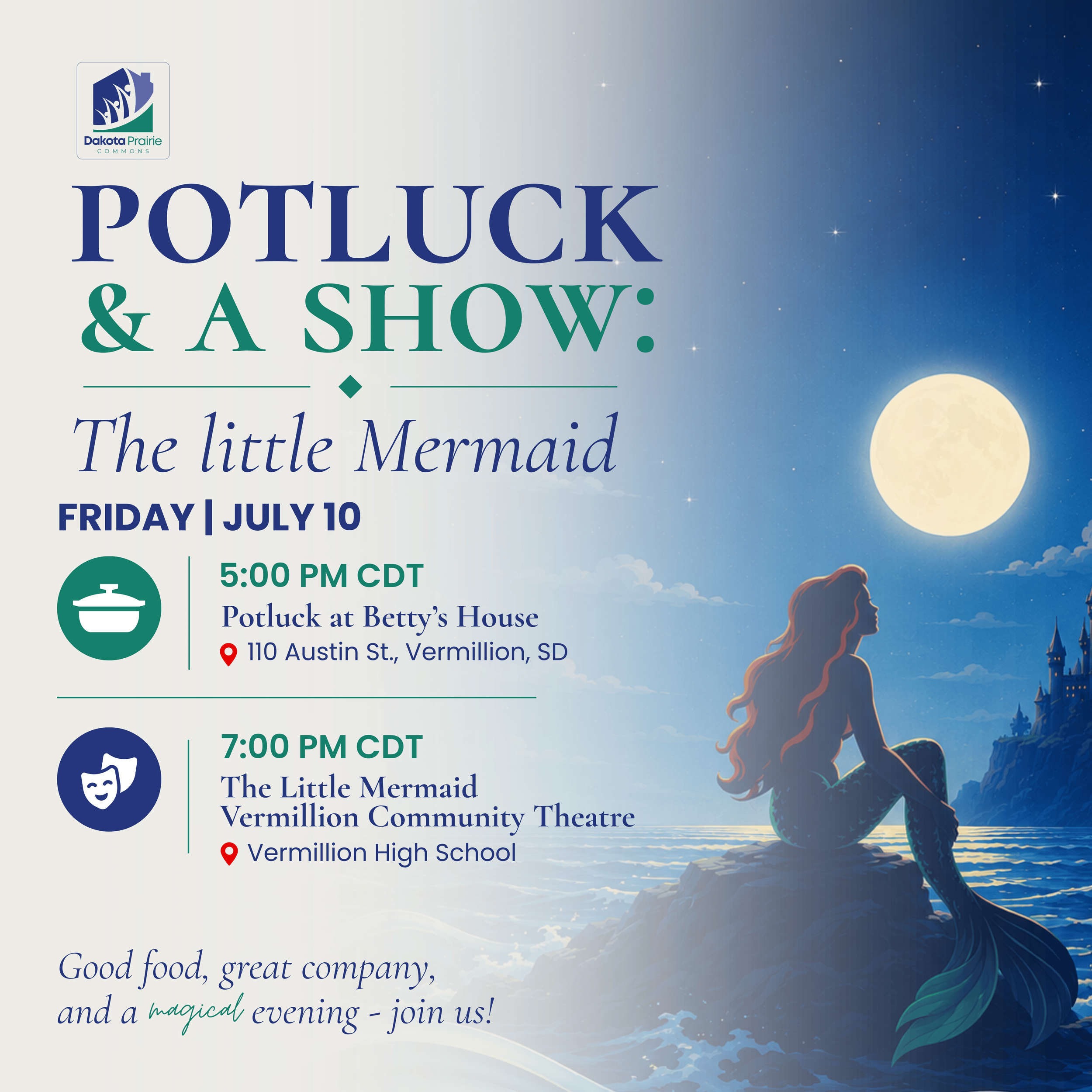 Dakota Prairie Commons’ Potluck &amp; a Show: The Little Mermaid!