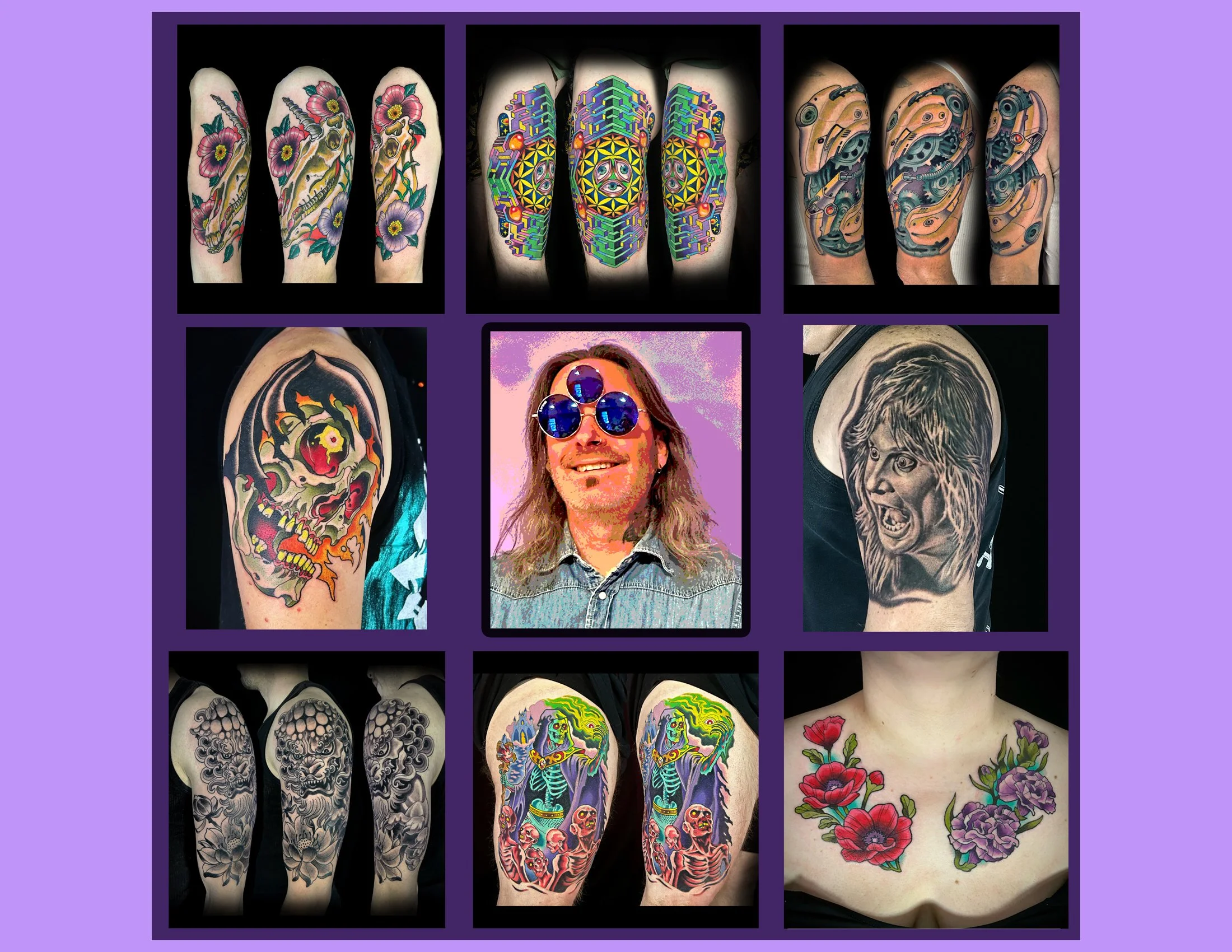 Explore Canman’s top tattoos of 2025—custom tattoo work created at Visions Tattoo Gallery, featuring bold color, realism, and psychedelic design. Now booking for 2026.