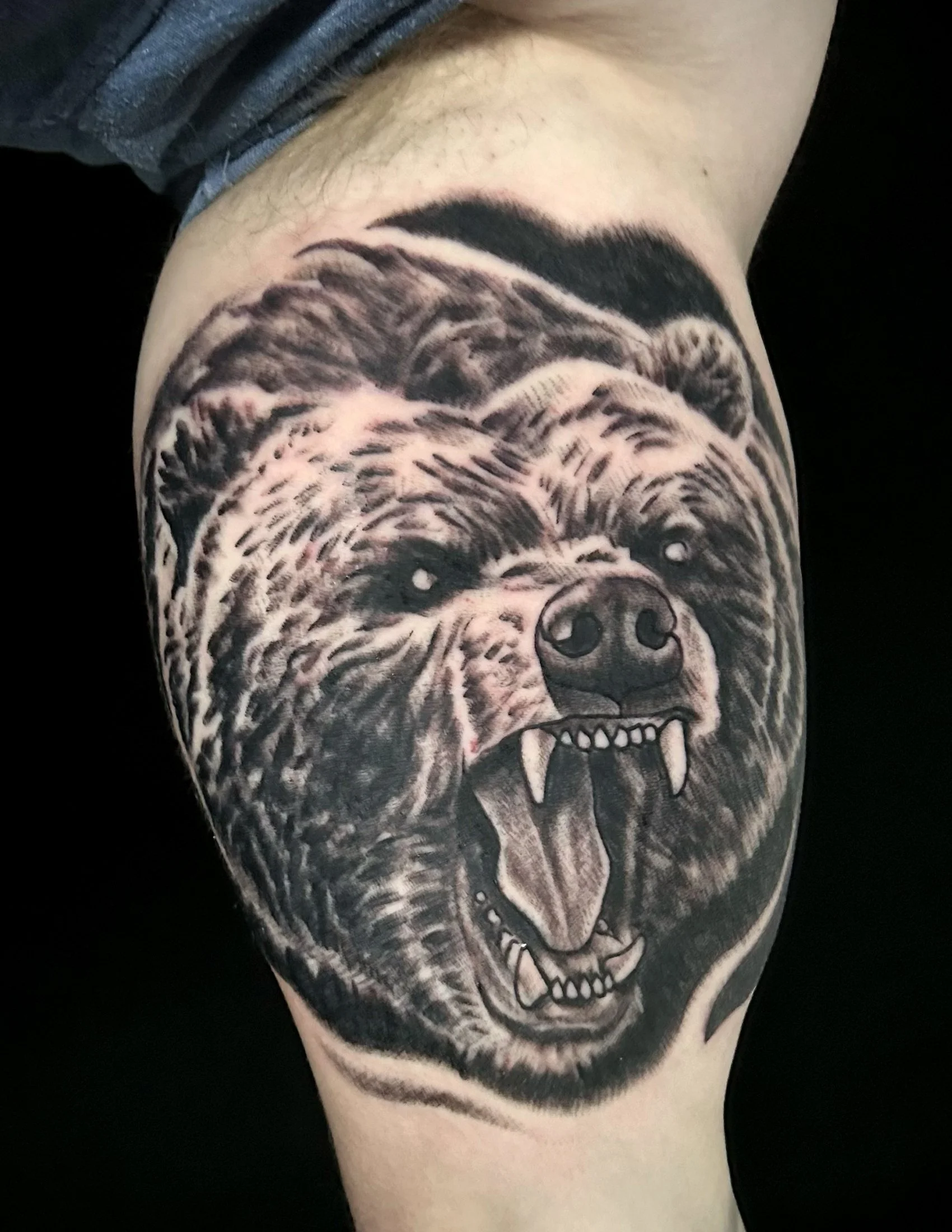 Black &amp; Grey Grizzly Bear Tattoo by Canman