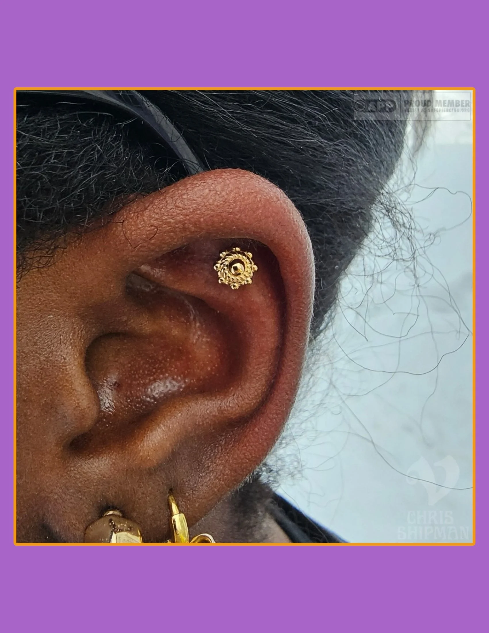 BVLA Helix Piercing in Yellow Gold | Medway MA