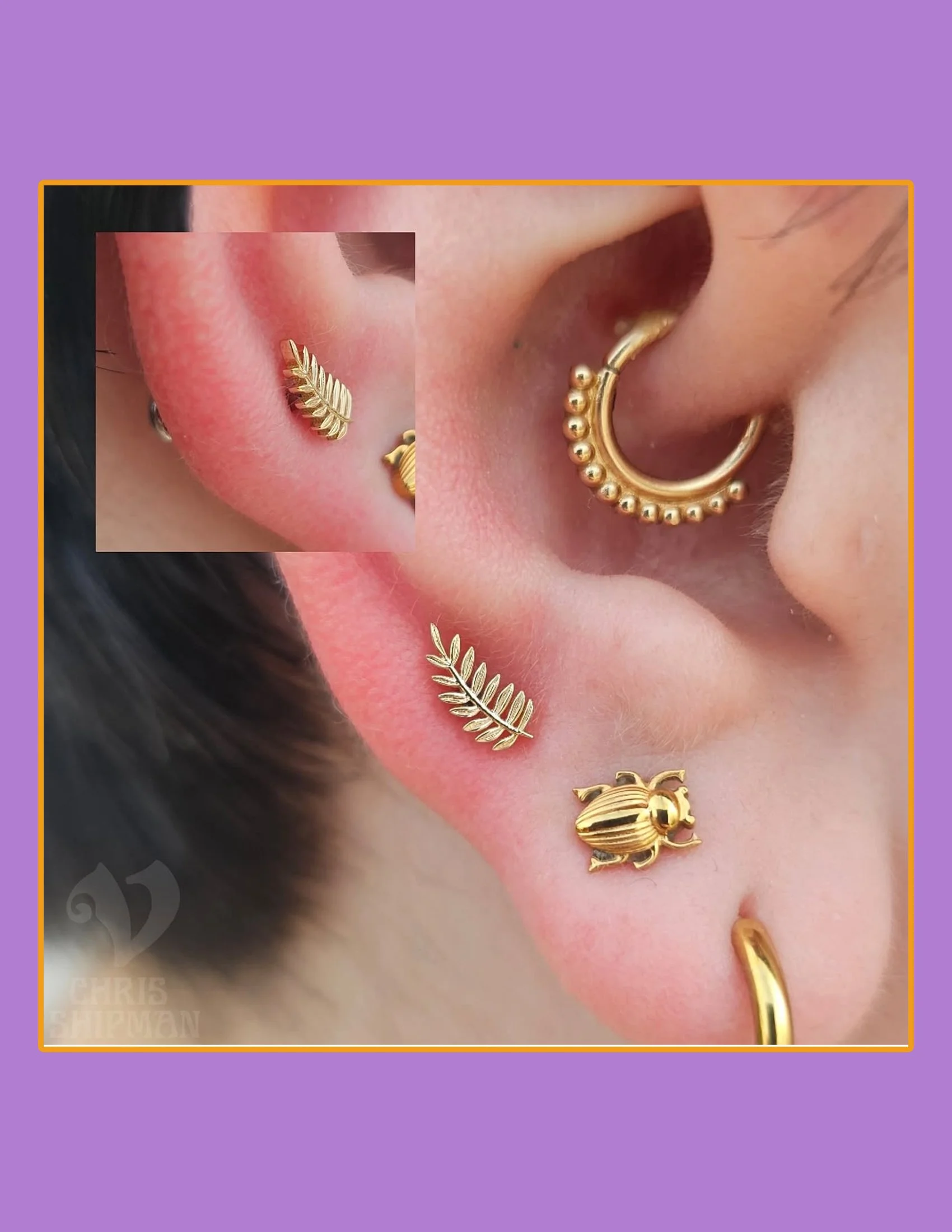 Solid Gold Fern Lobe Piercing | Medway MA