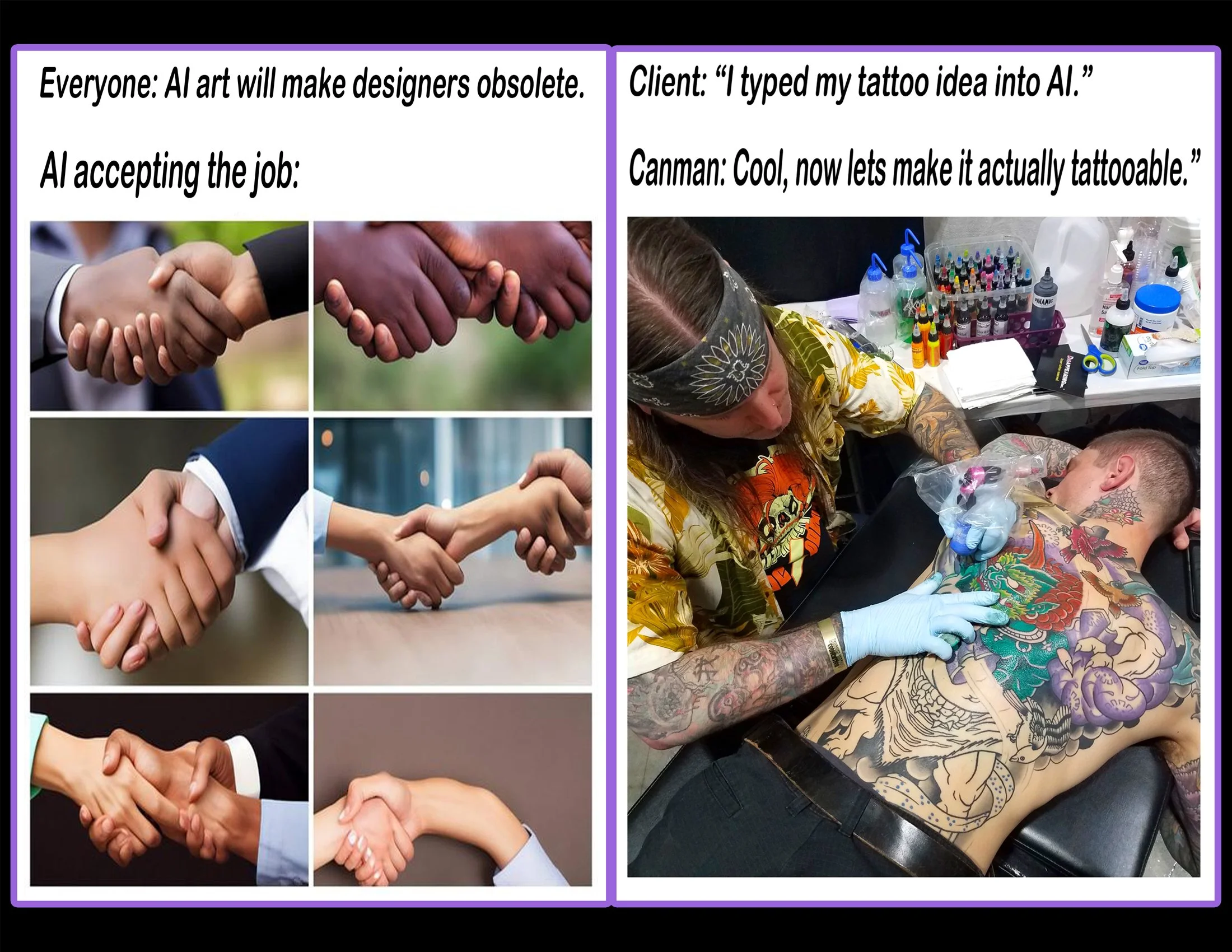 Don’t rely on AI for your tattoo. Use Artist Intelligence. With 30 years of experience, Canman creates custom tattoos designed to last at Visions Tattoo.