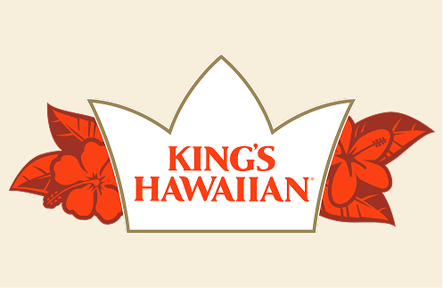 King's Hawaiian logo with a crown and hibiscus flowers.