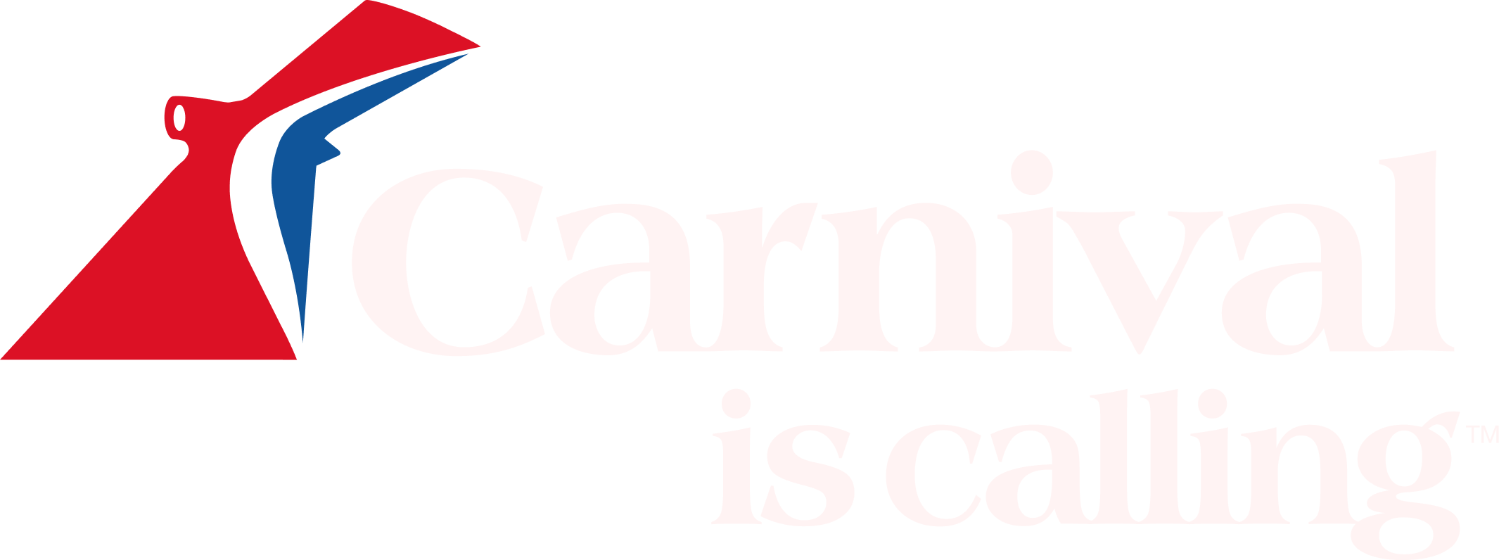 Logo of the Carnival is calling with a stylized airplane graphic in red, white, and blue colors.