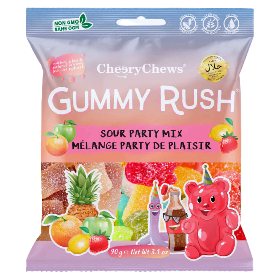 Gummy Rush Sour Party Mix 3.1oz Bag (HALAL)