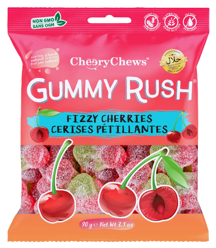 Gummy Rush Fizzy Cherry 3.1oz Bag (HALAL)