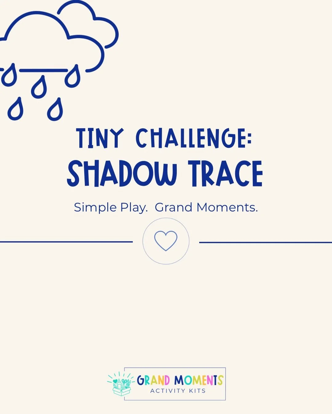 This week&rsquo;s Tiny Challenge is shadow trace ☀️

Head outside and trace your shadow with chalk.
Come back later and see how it has moved or changed.

A fun mix of movement, creativity, and a little bit of wonder.

simple play. Grand Moments.

#ti