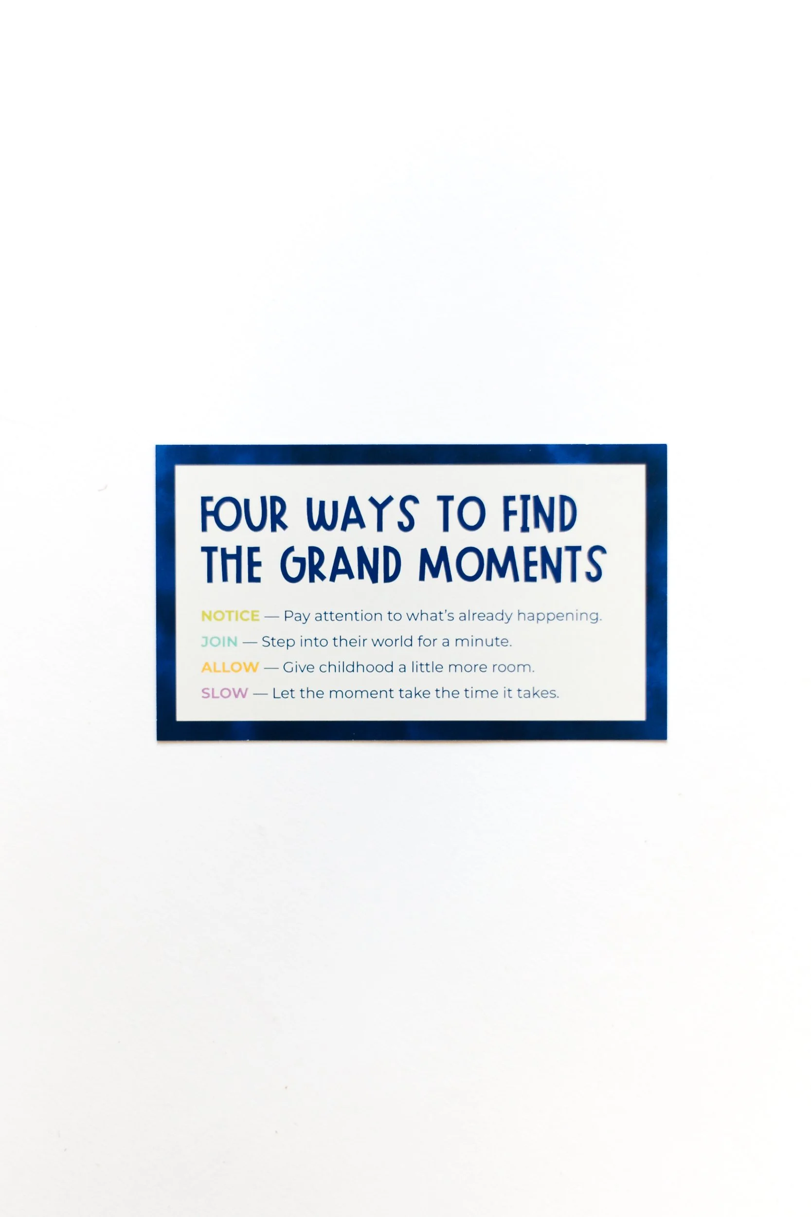 Directions card from the 52 Grand Moments deck explaining how parents and caregivers can use the everyday connection prompts.