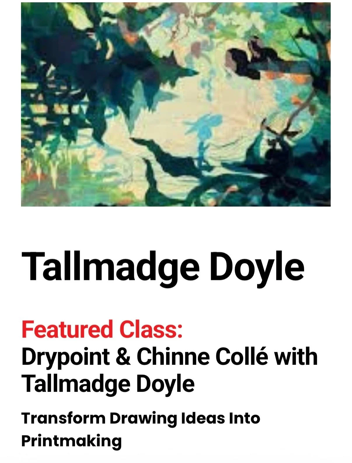 .
Our first workshop of 2026 is with visiting artist @tallmadgedoyle. Based in Eugene, Tallmadge will be having her first show @riverseagalleryastoria and we are so honored to also be hosting her workshop. 

Drypoint &amp; Chinne Coll&eacute;
Transfo