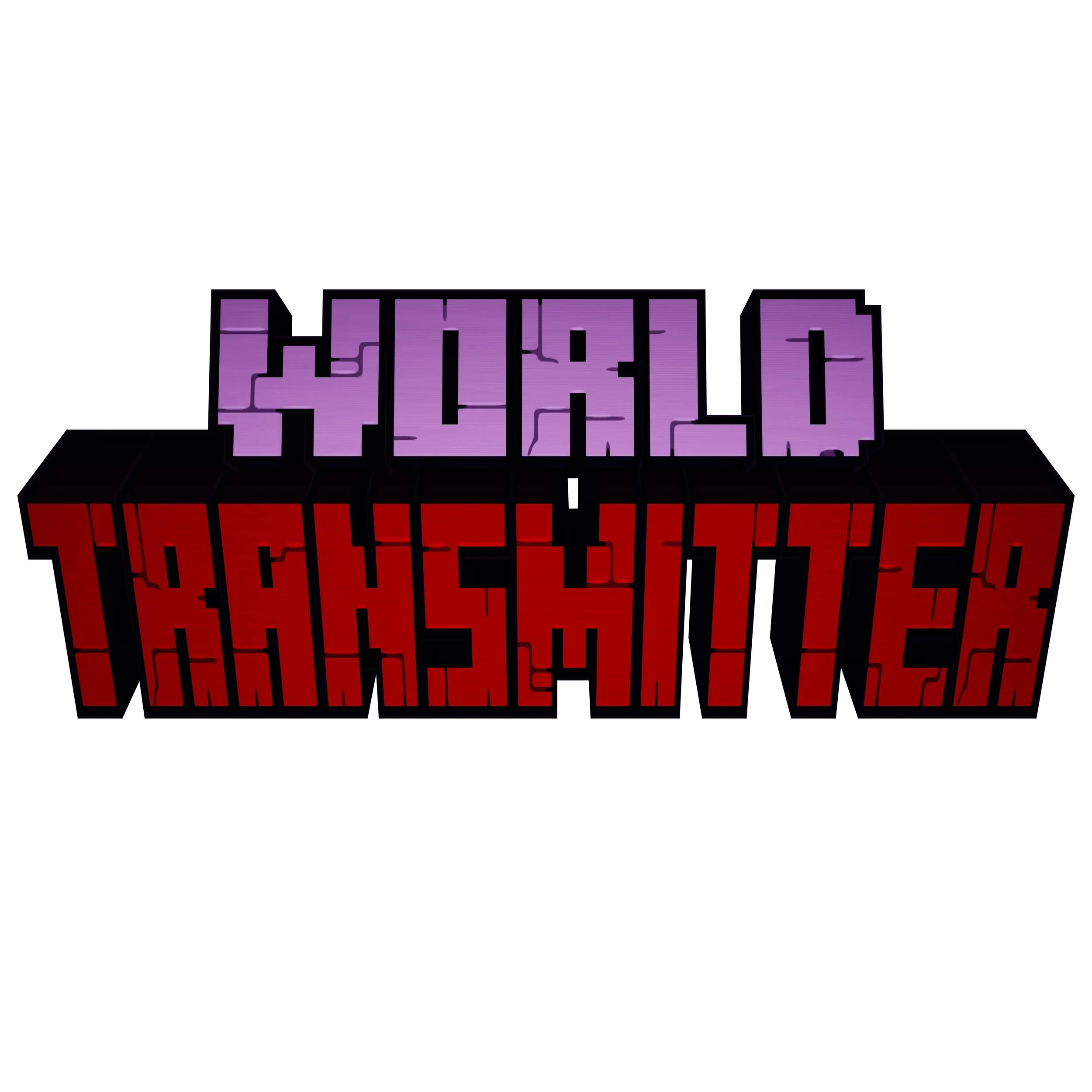 "WORLD TRANSMITTER" text in stylized blocky font with a purple and red color scheme.