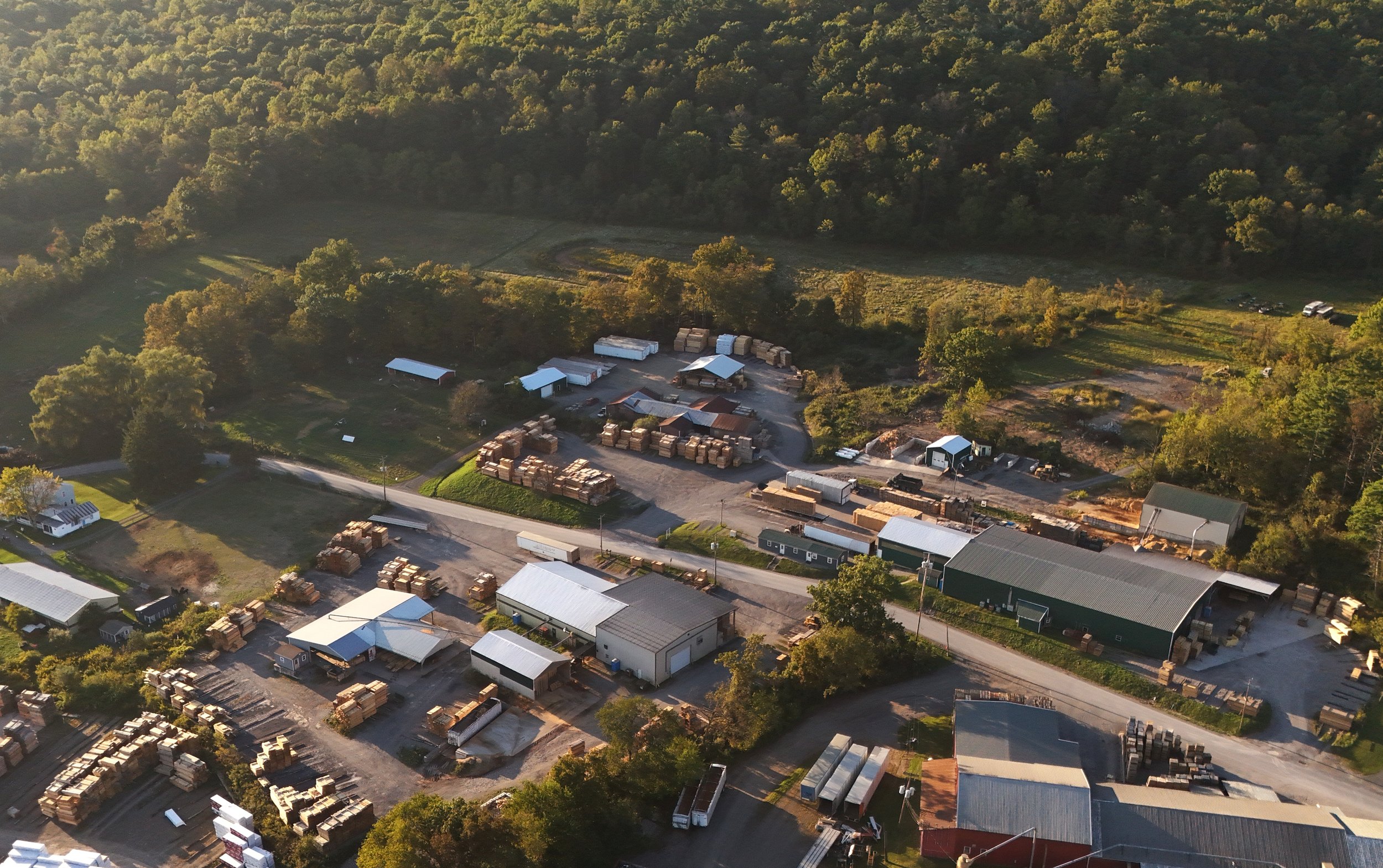 aerial view of Bridger Creek pallets in central Pennsylvania