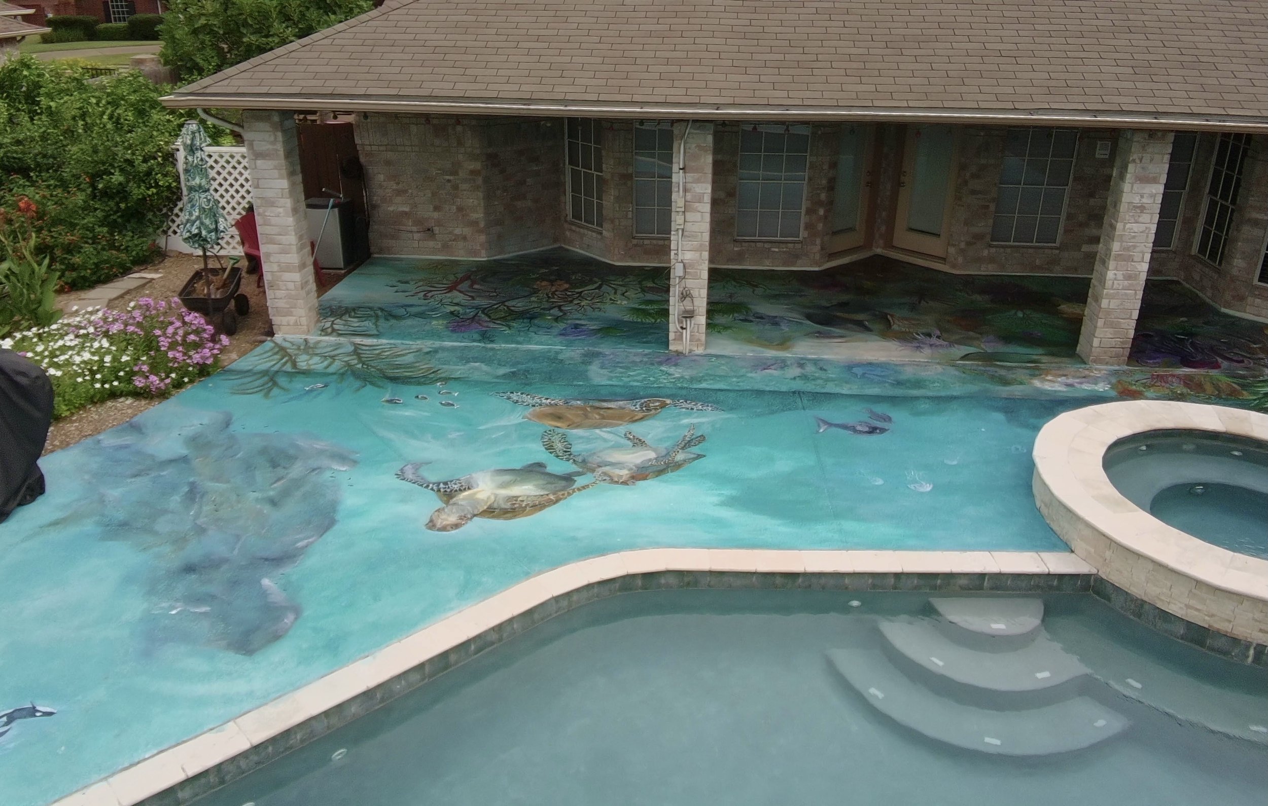 Swimming Pool Deck Left View Mural