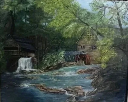 Old Mill in Tennessee, 24x36 in acrylic by litasmithart.com, Commission Work