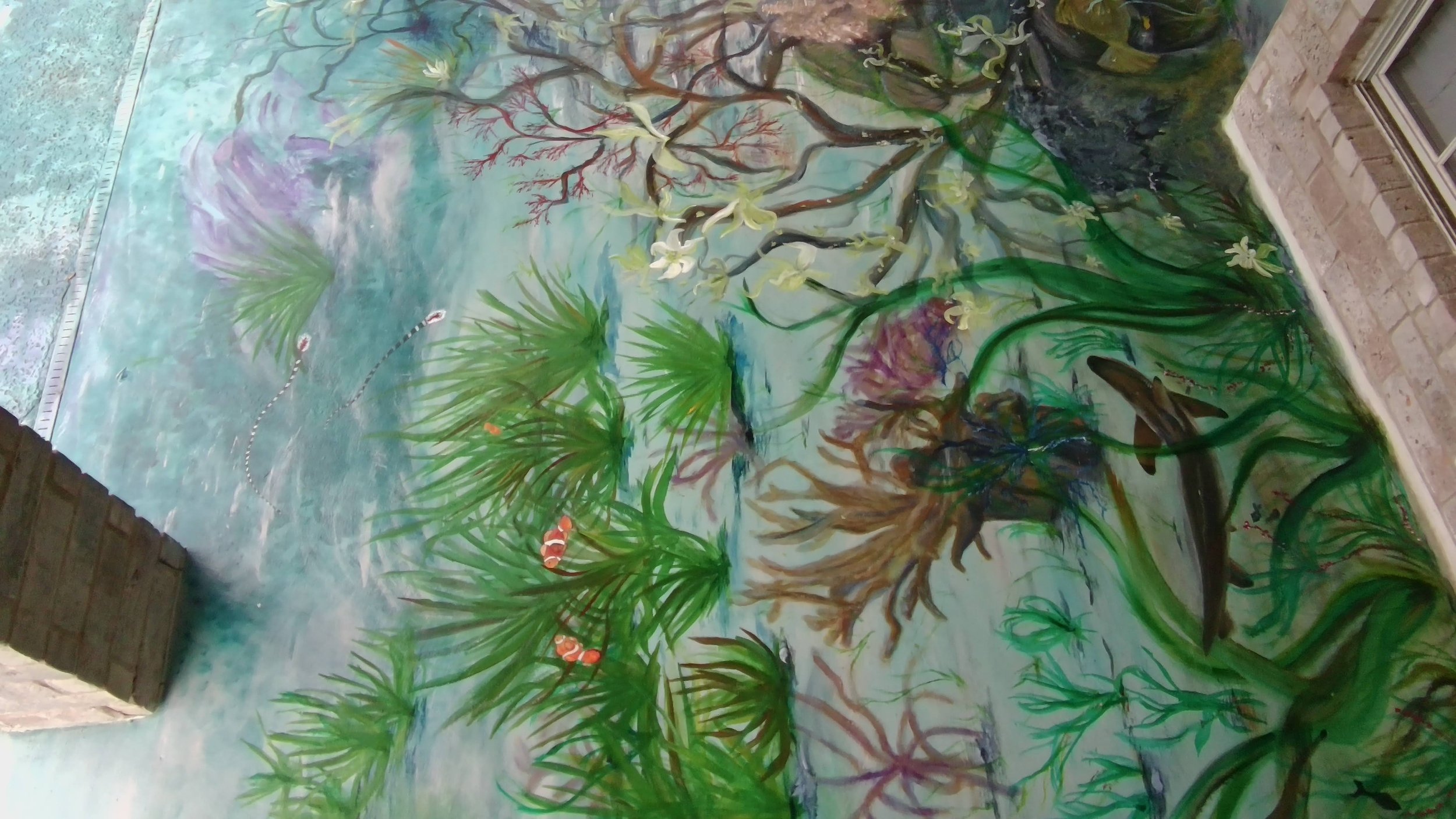Swimming Pool Deck Mural Under Patio Left