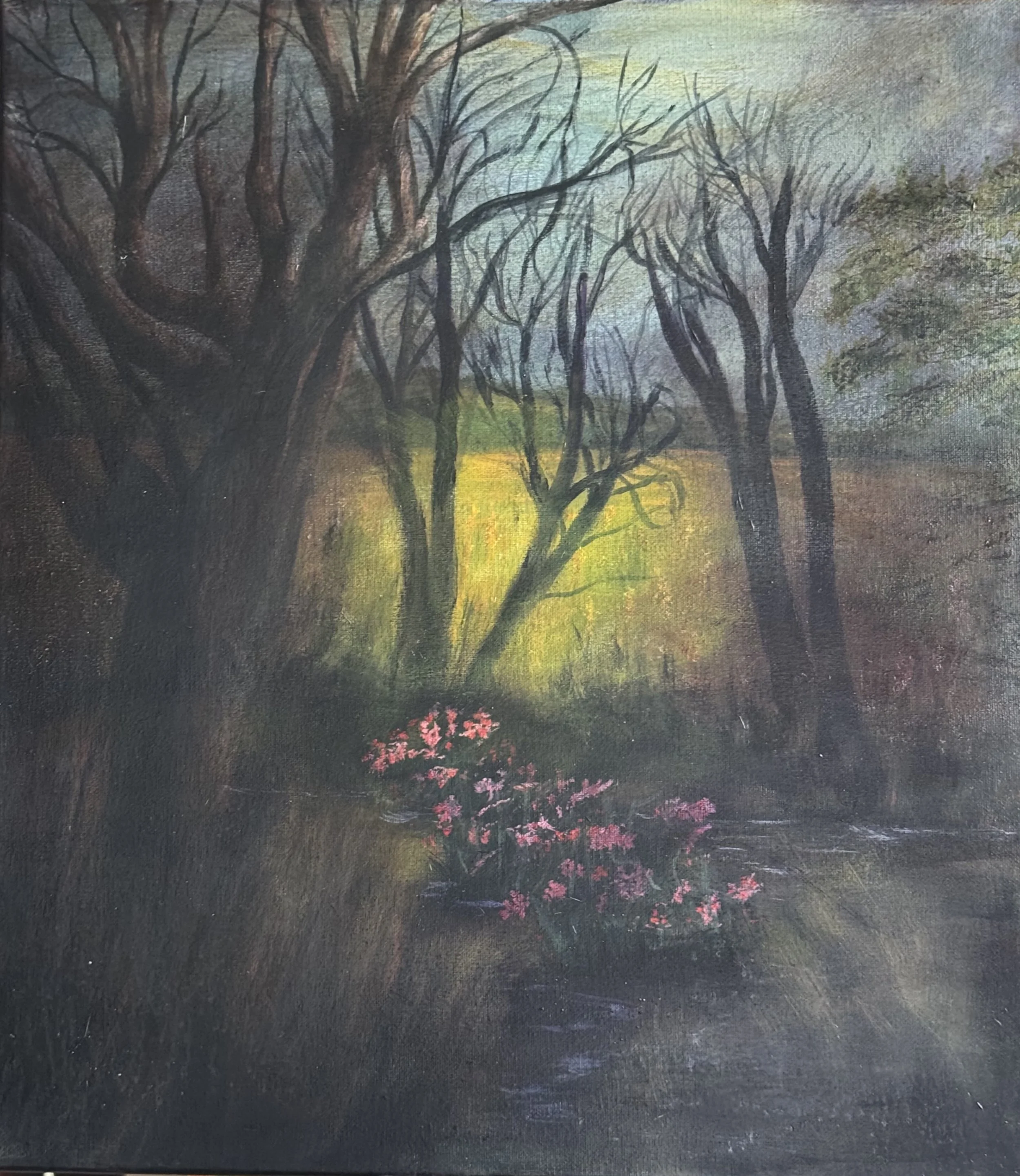 Light Among Shadows, lyrical, atmospheric landscape by litasmitharttn.com.  Part of Lita Smith's "Lingering in the Light" Series 2026