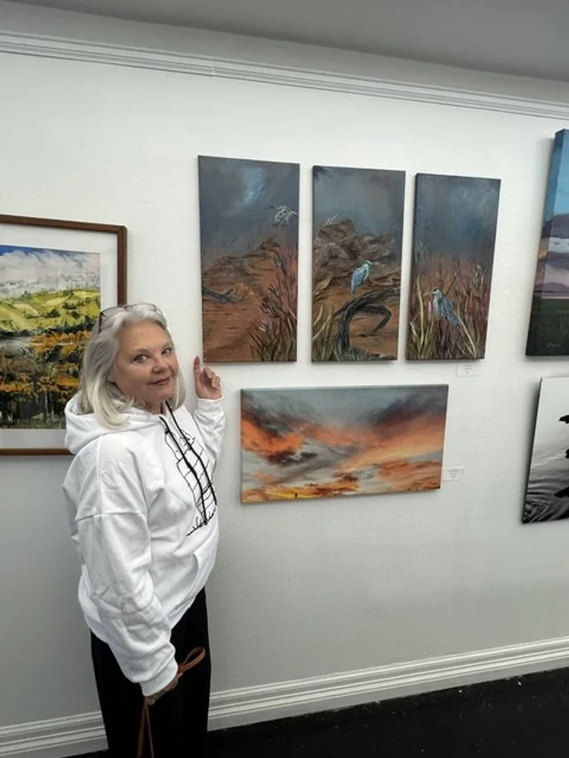 Blue cranes, Triptych acrylic on canvas, Corpus Christi Art Center, by litasmitharttn.com, About the artist